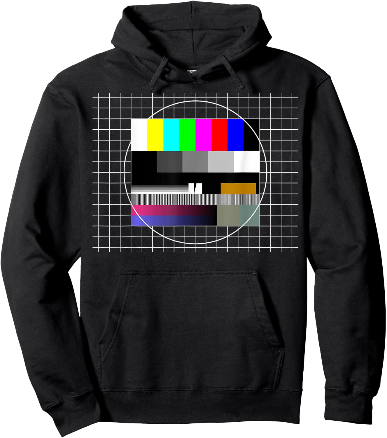 TV Test Pattern Color Bars Test Card Screen, Nostalgic Nerdy Hoodie - Hoodie | Black