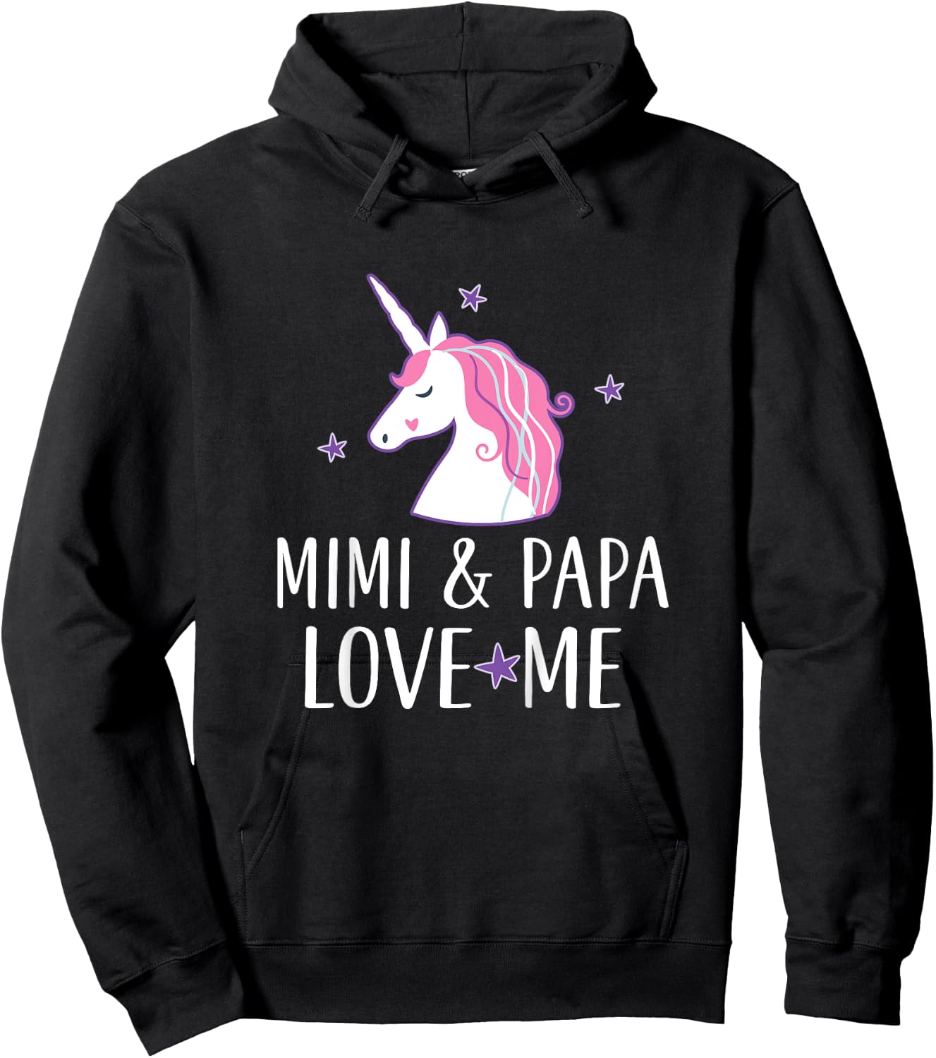 Kids Mimi and Papa Love Me Granddaughter Unicorn Hoodie - Hoodie | Black