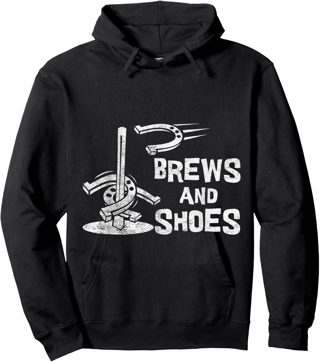 Brews And Shoes Animal Shoe Beer Drinker Horseshoe Pitching Hoodie - Hoodie | Black