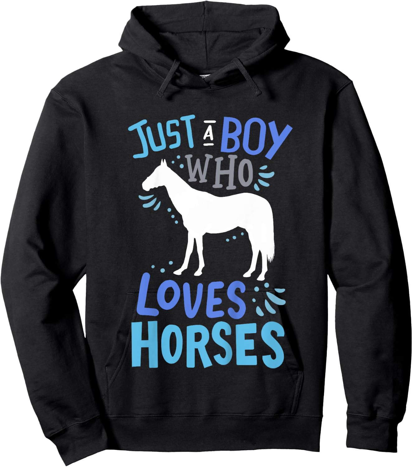 Kids Horse Just A Boy Who Loves Horses Gift Hoodie - Hoodie | Black