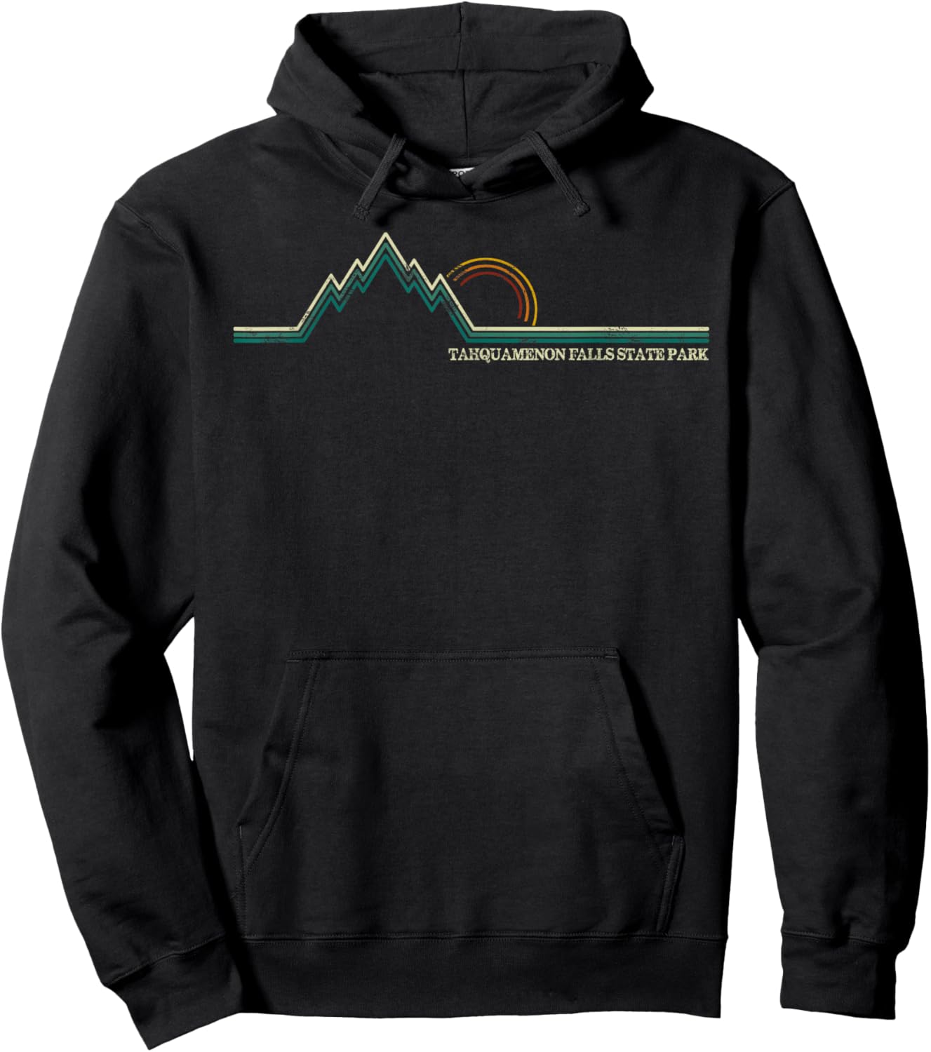 Tahquamenon Falls State Park Mountain Retro Hoodie - Hoodie | Black