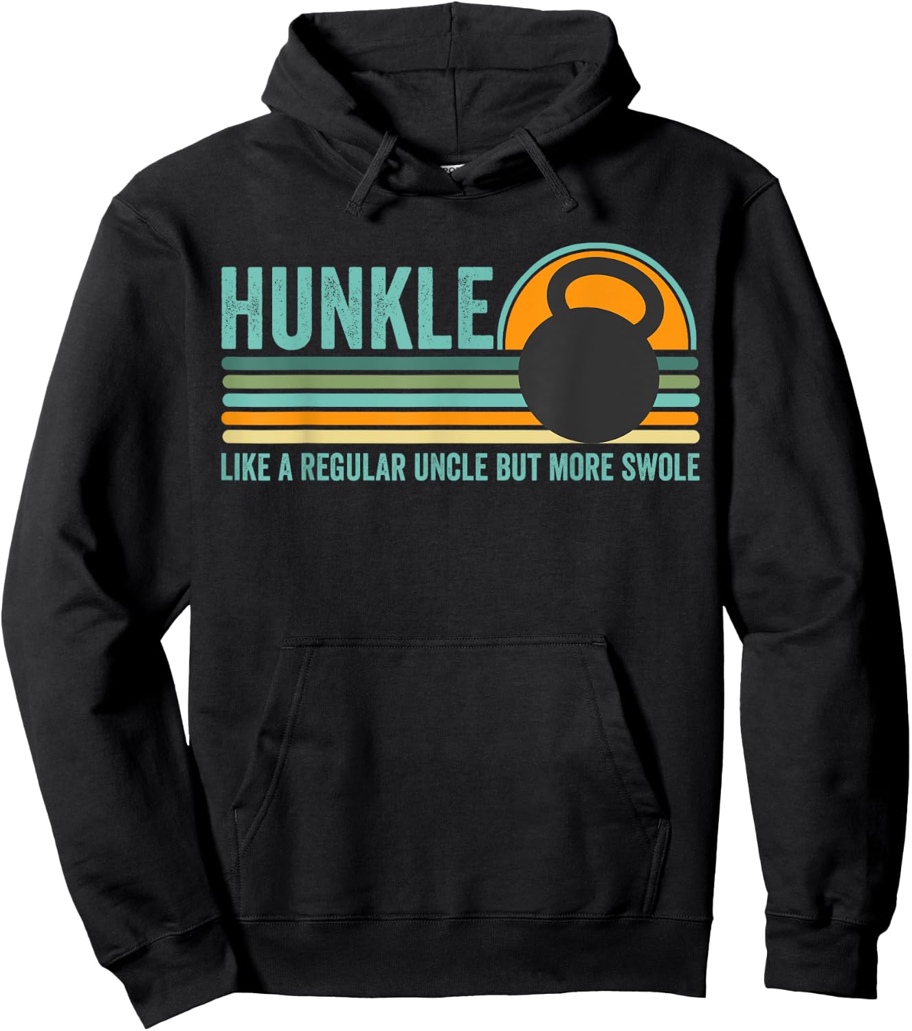 Hunkle Funny Uncle Gift Hunky Uncle Swole Meme Body Builder Hoodie - Hoodie | Black