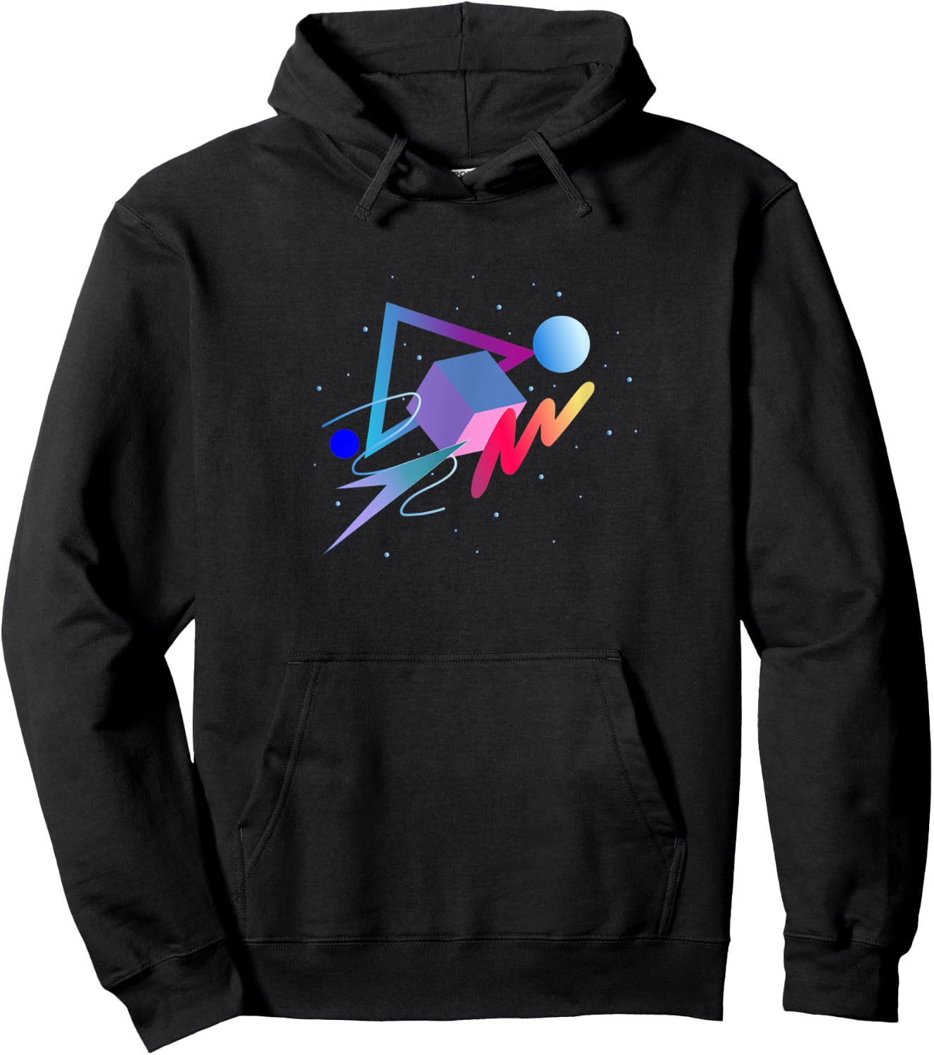 Colorful 80s 90s retro Geometric Pattern Hoodie - Hoodie | Black