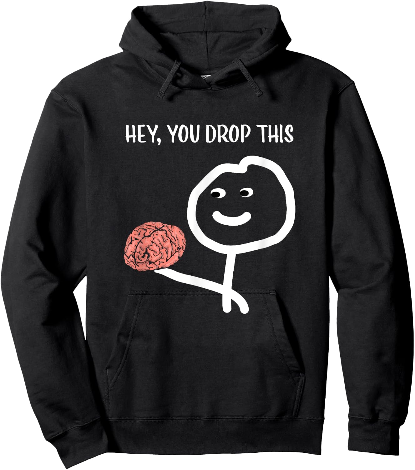 Funny Sayings Sarcastic Humor Stick Man Brain Design Hoodie - Hoodie | Black
