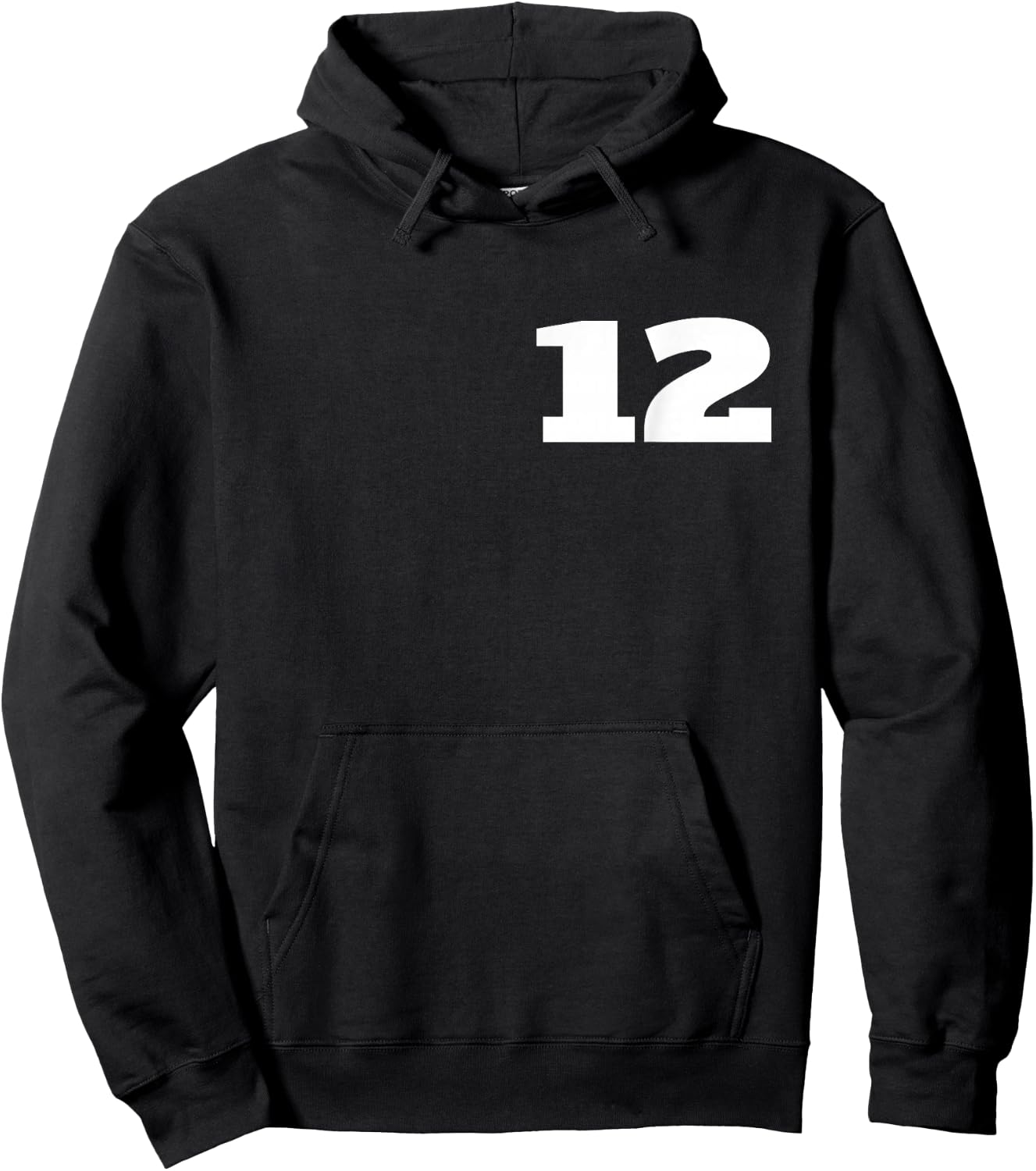 Number 12 Twelve Sports Team FRONT AND BACK PRINT Both Sides Hoodie - Hoodie | Black