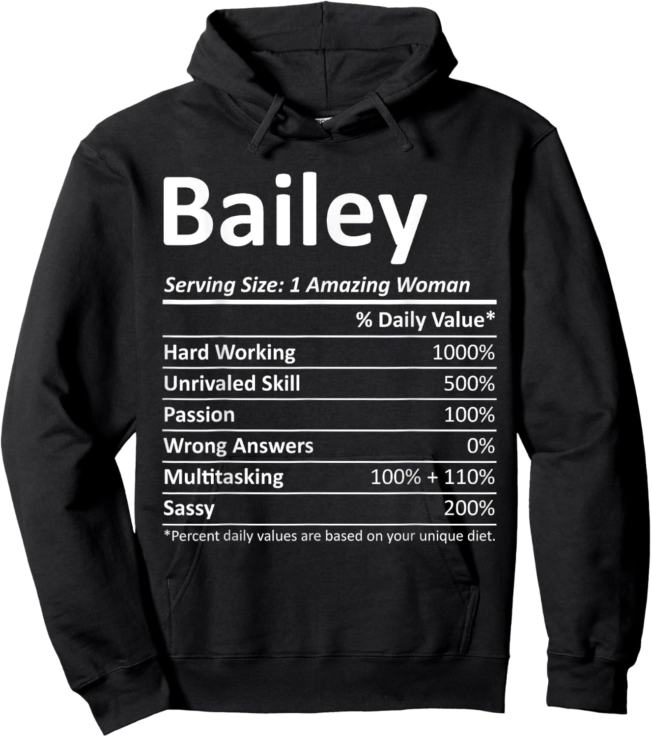 BAILEY Nutrition Personalized Name Funny Christmas Gift Hoodie - Hoodie | Black