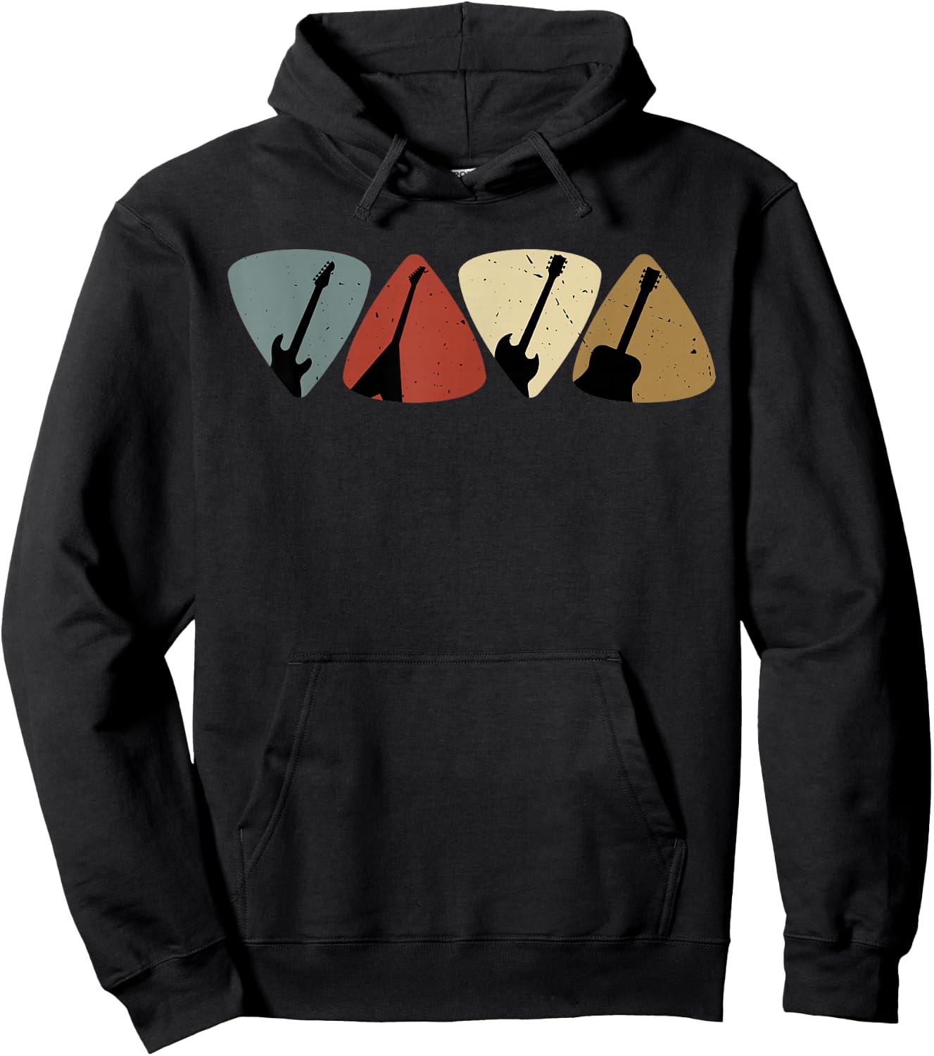 Retro Vintage Guitar Pick Player Guitarist Bassist Musician Hoodie - Hoodie | Black