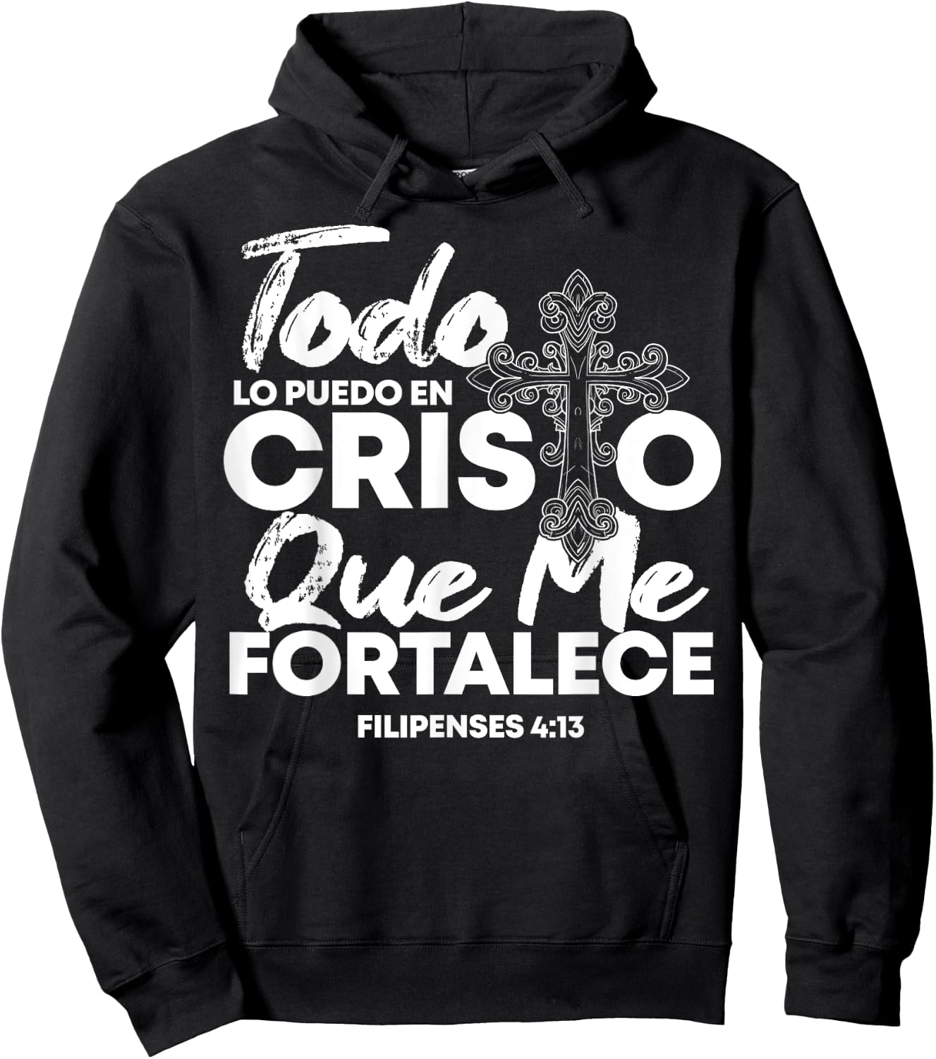 Christian Spanish Religious Bible Verse Saying Hoodie - Hoodie | Black