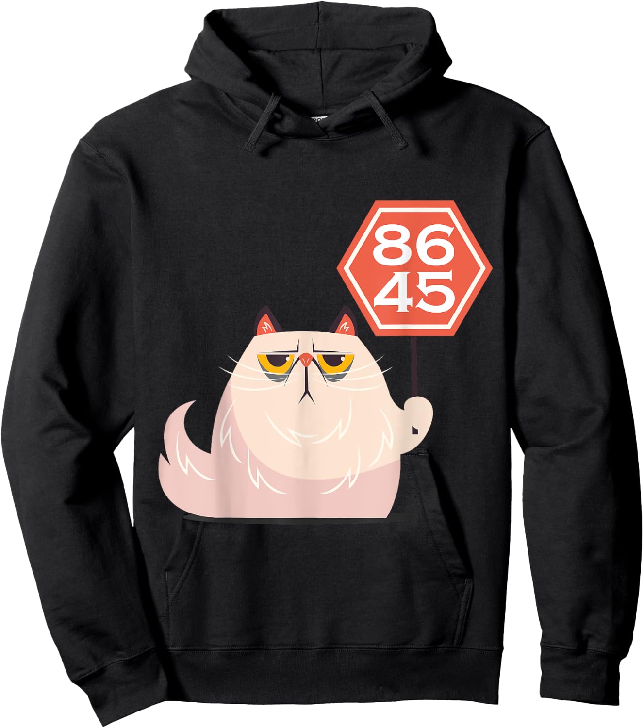 864511320 Anti Trump Cute Cat with 8645 Vote Out Trump Sign Men Women Hoodie - Hoodie | Black