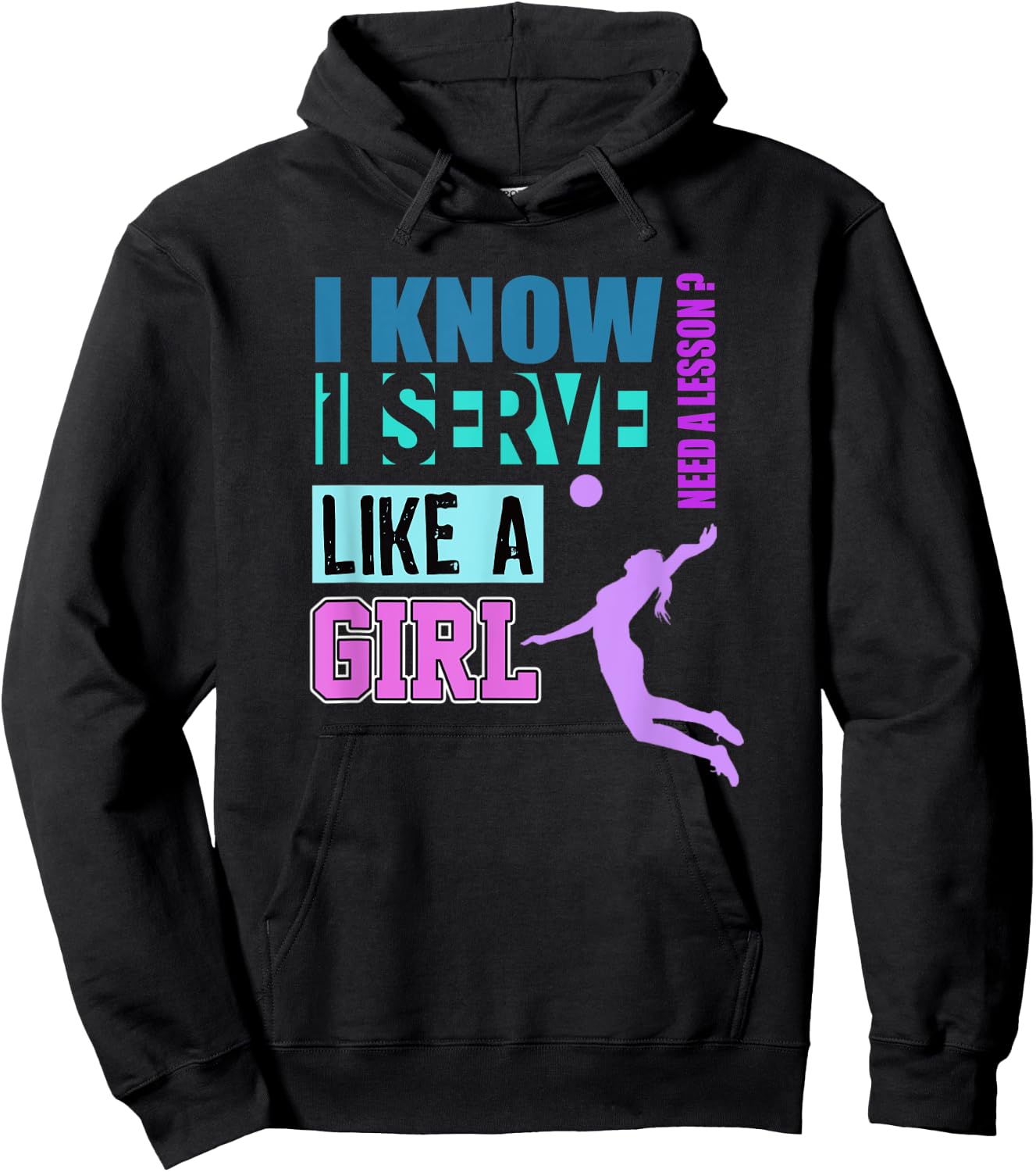 Volleyball Gift Serve Like a Girl Funny Teen Girl Hoodie - Hoodie | Black