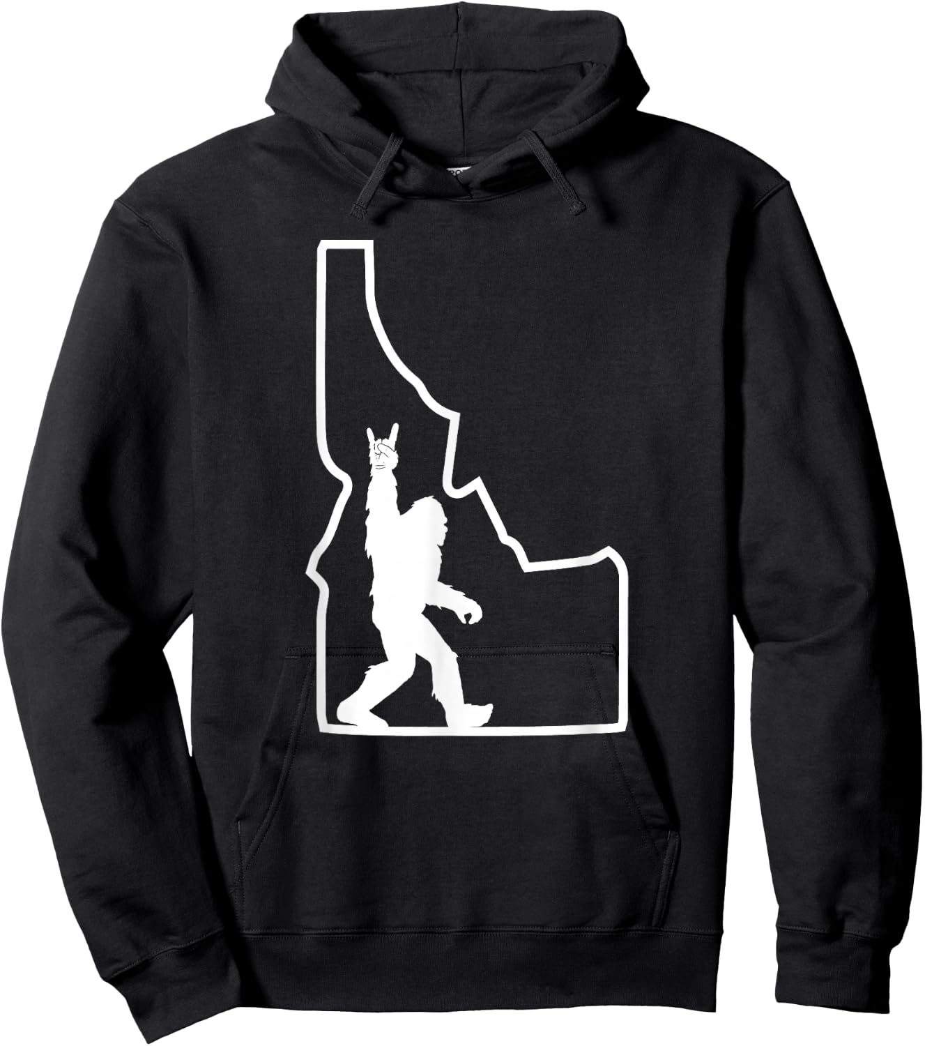 Bigfoot Rock and Roll Silhouette State of Idaho Sasquatch Hoodie - Hoodie | Black