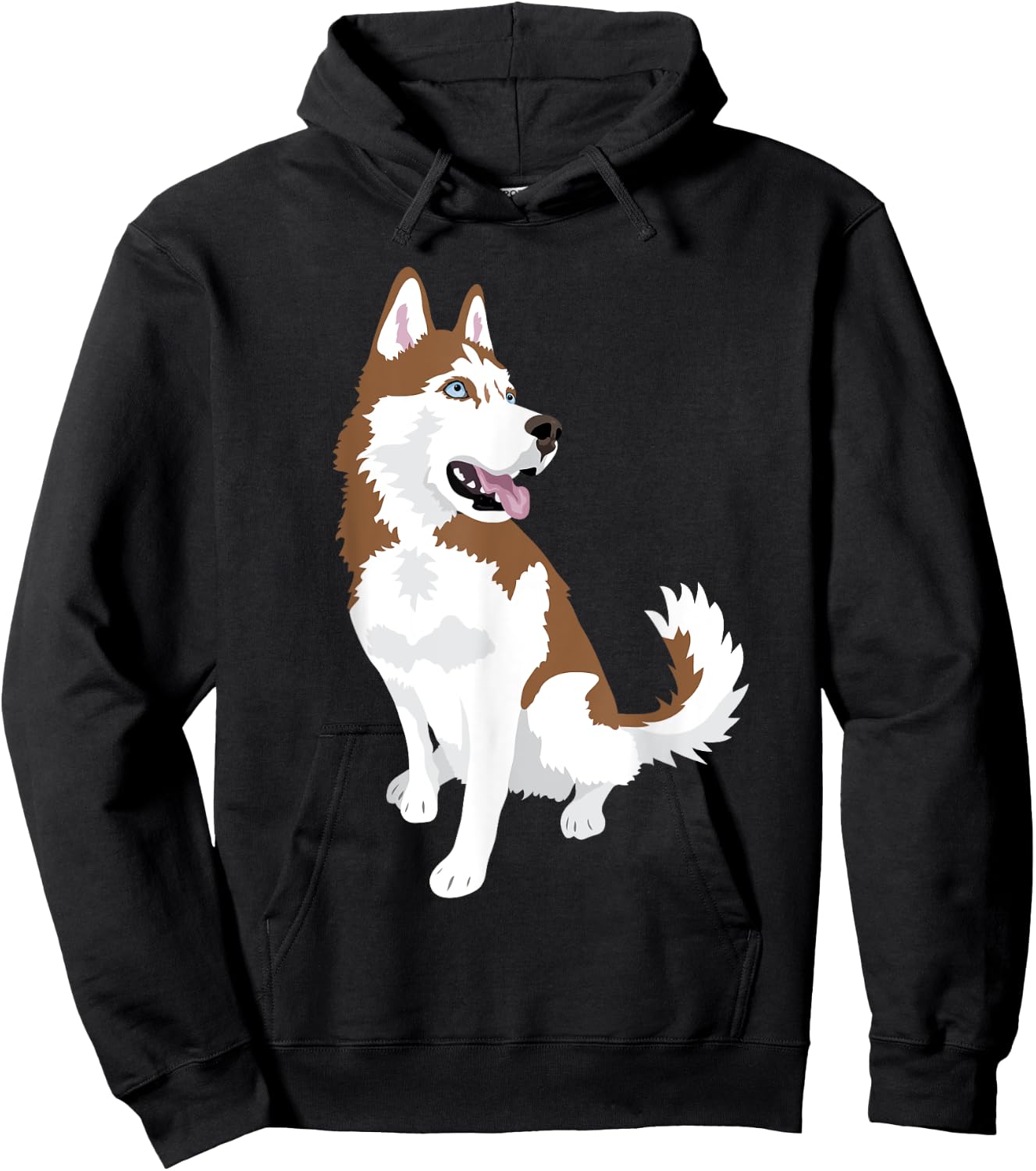 cute red and white Siberian Husky dog Hoodie - Hoodie | Black