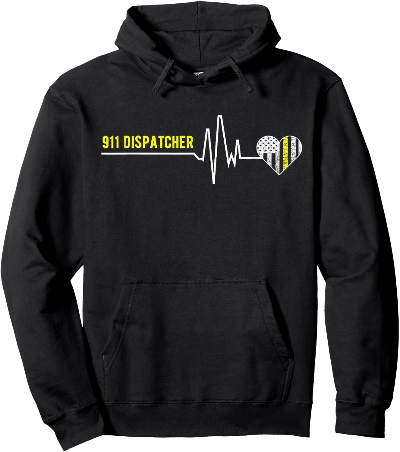 911 Dispatcher Heartbeat - Funny 911 Dispatcher Gifts Hoodie - Hoodie | Black