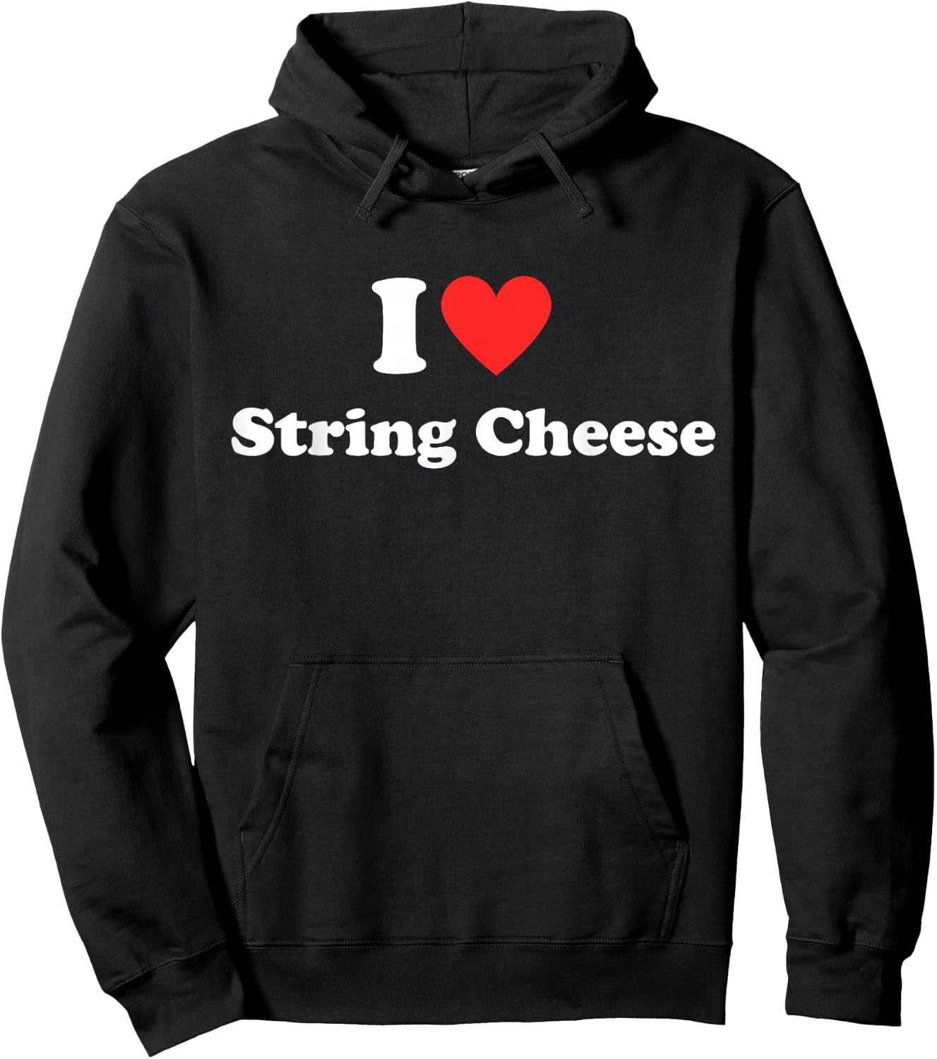 I Heart (Love) String Cheese Food Lover Red Heart Design Hoodie - Hoodie | Black