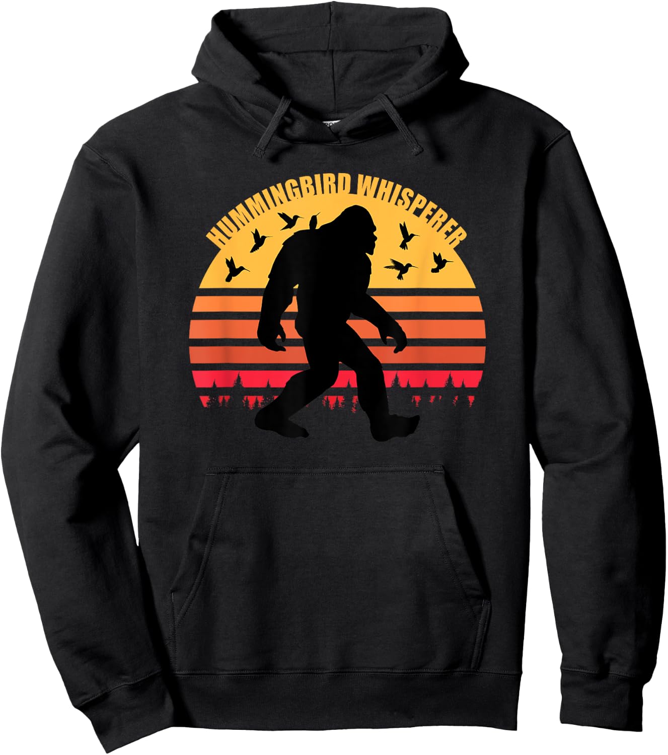 Bigfoot Sasquatch Hummingbird Whisperer Loves Hummingbirds Hoodie - Hoodie | Black