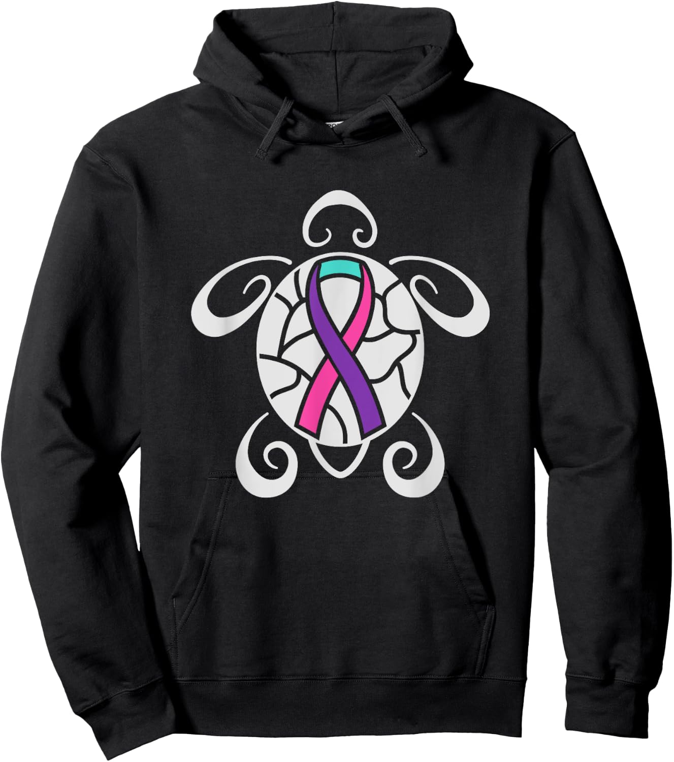 Turtle and Thyroid Cancer Ribbon Hoodie - Hoodie | Black