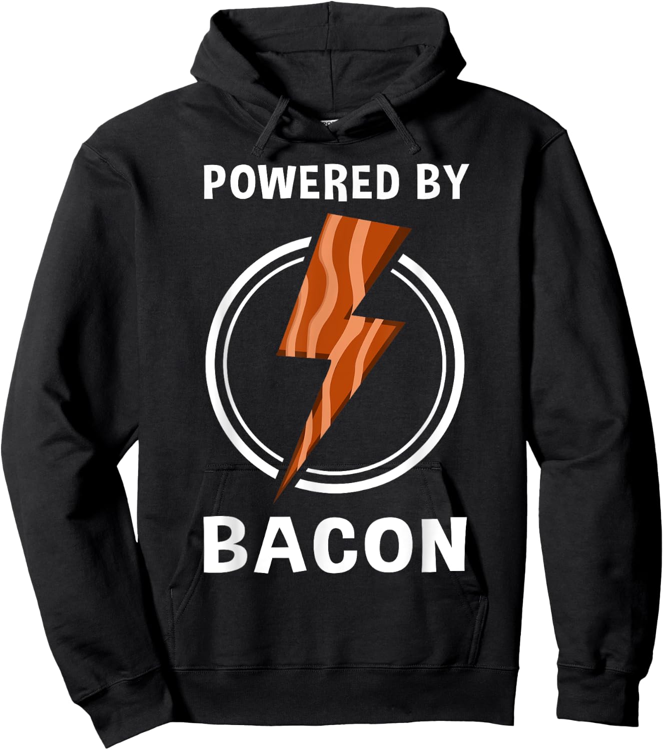 Funny Powered By Bacon Gift Women Pork Belly Lover Hoodie - Hoodie | Black