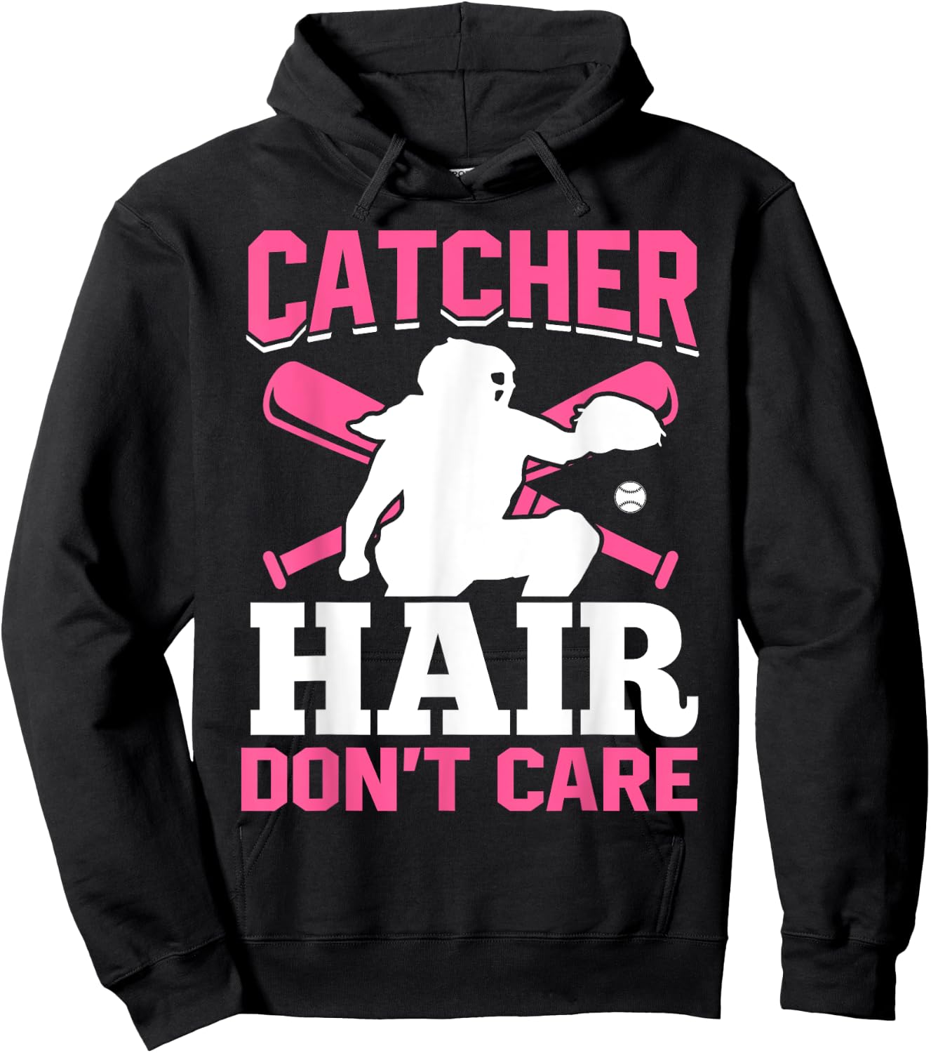 Catcher Hair Don't Care Softball Catcher Hair Hoodie - Hoodie | Black