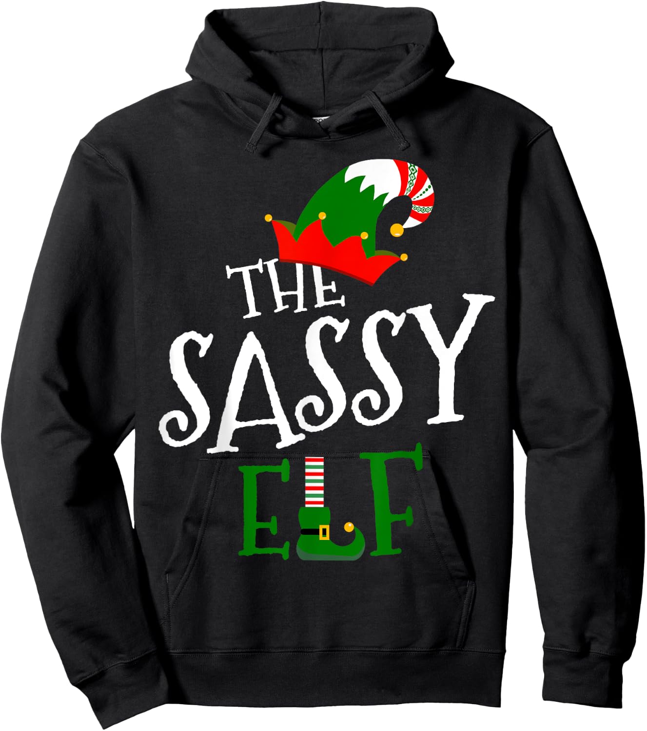 The Sassy Elf Family Matching Group Gift Christmas Costume Hoodie - Hoodie | Black