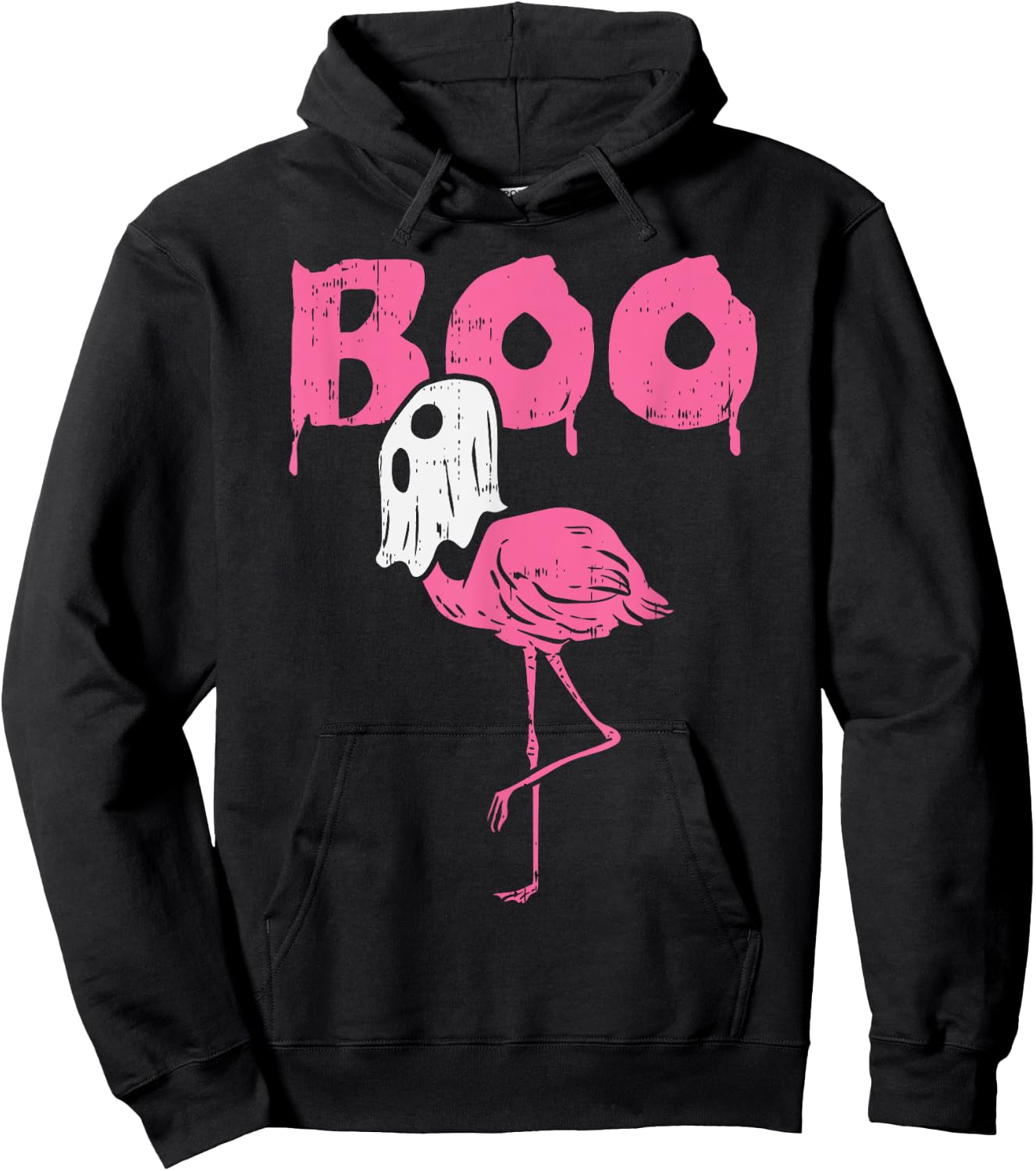 Boo Flamingo Ghost Fun Halloween Animal Bird Men Women Gift Hoodie - Hoodie | Black