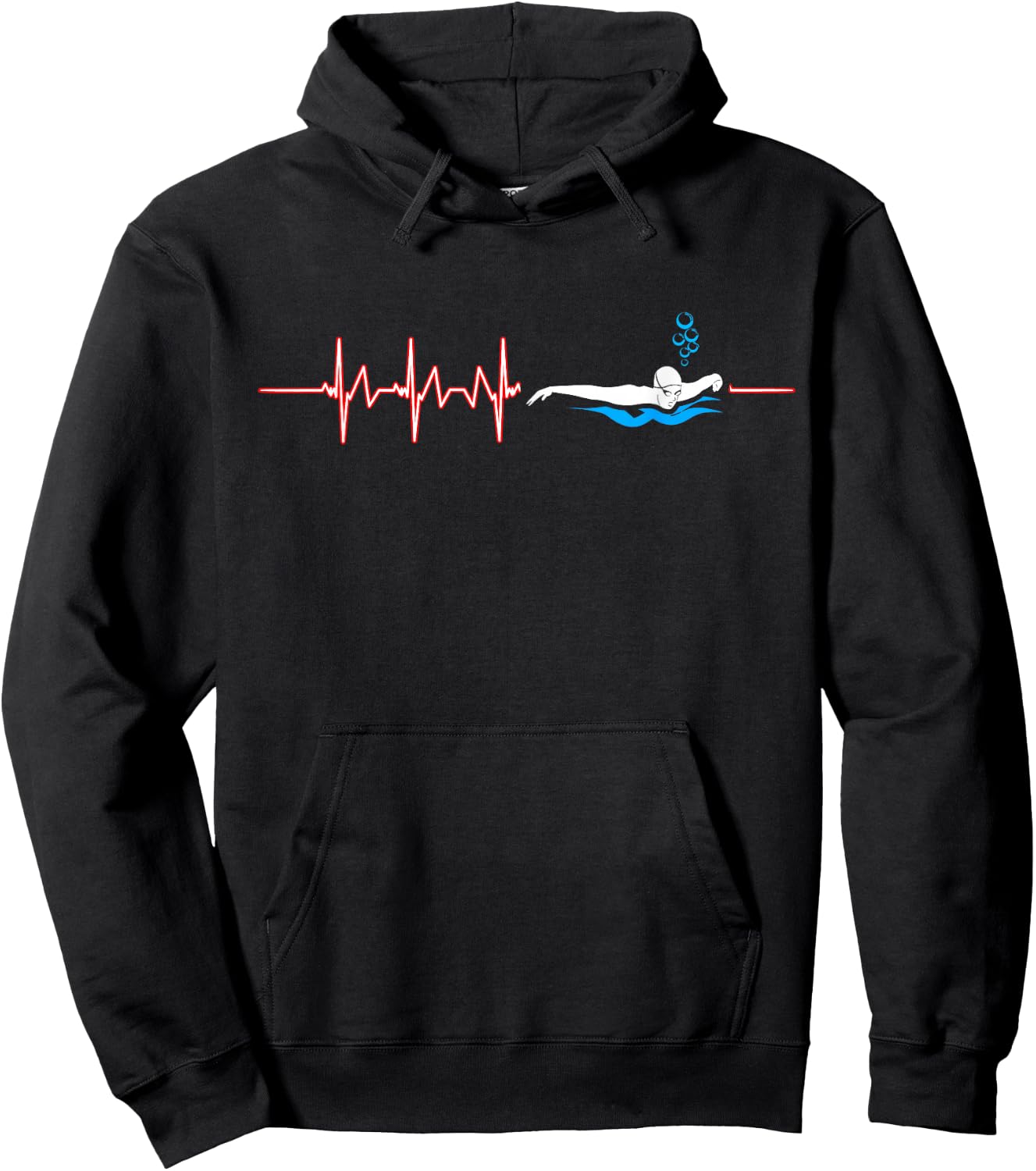 Swimmer Diver Water Sports Athlete Swimming Heartbeat Hoodie - Hoodie | Black