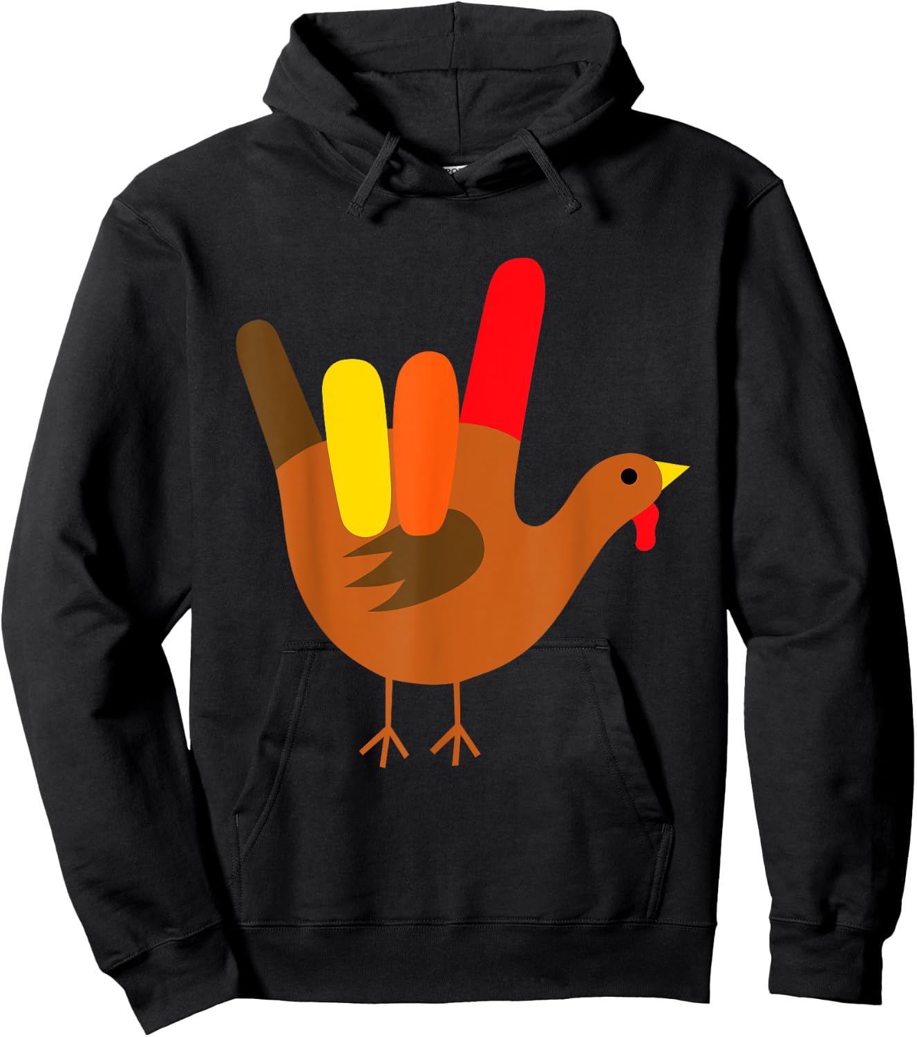 American Sign Language I Love You Thanksgiving Turkey Hoodie - Hoodie | Black