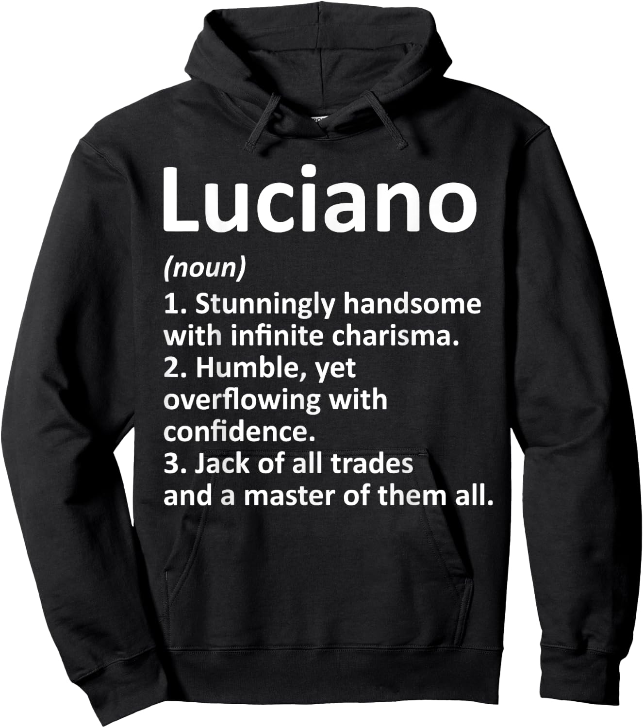 LUCIANO Definition Personalized Name Funny Birthday Gift Hoodie - Hoodie | Black