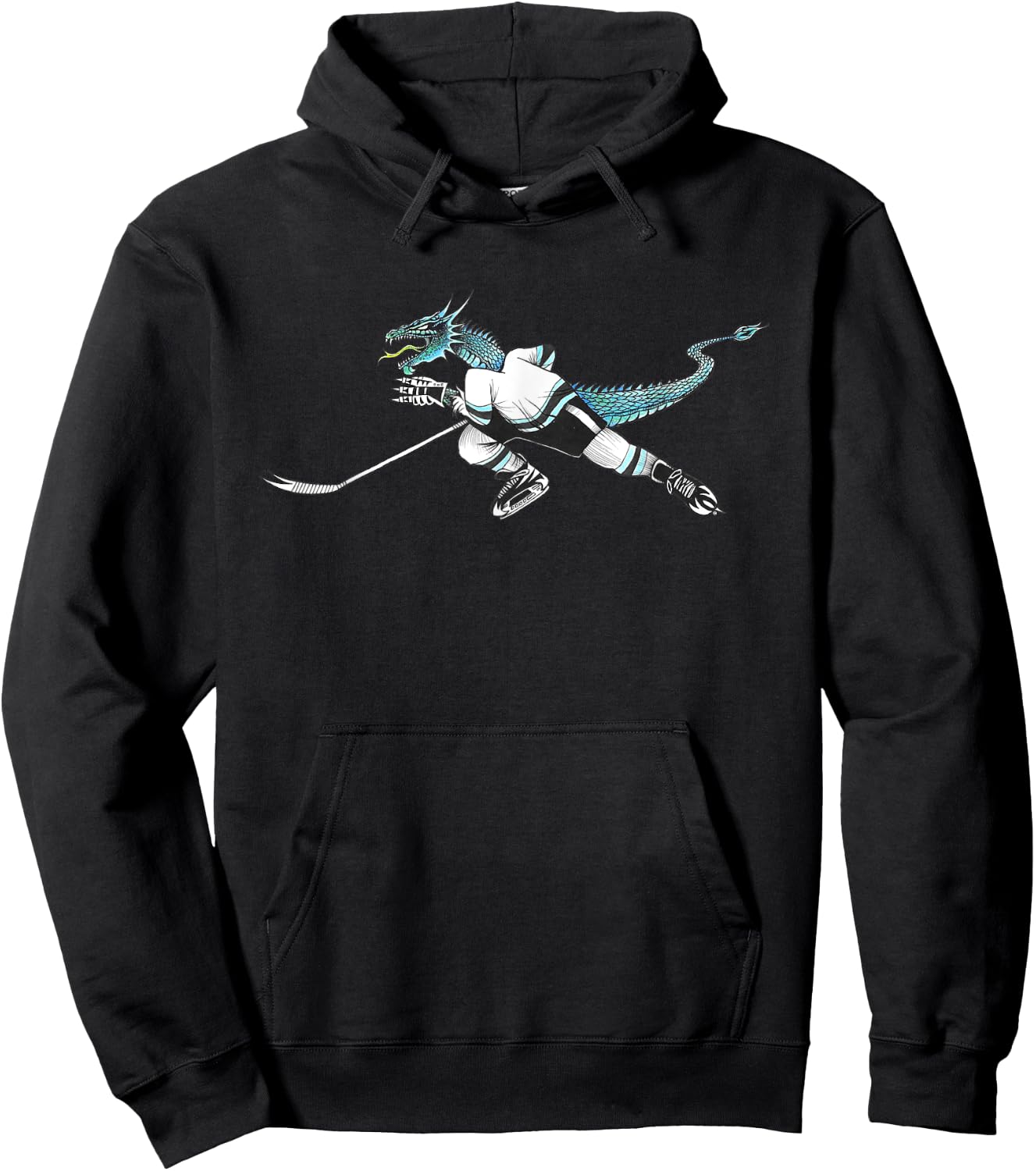 Hockey Dragon Monster Skating Beast Breakaway Logo Hoodie - Hoodie | Black