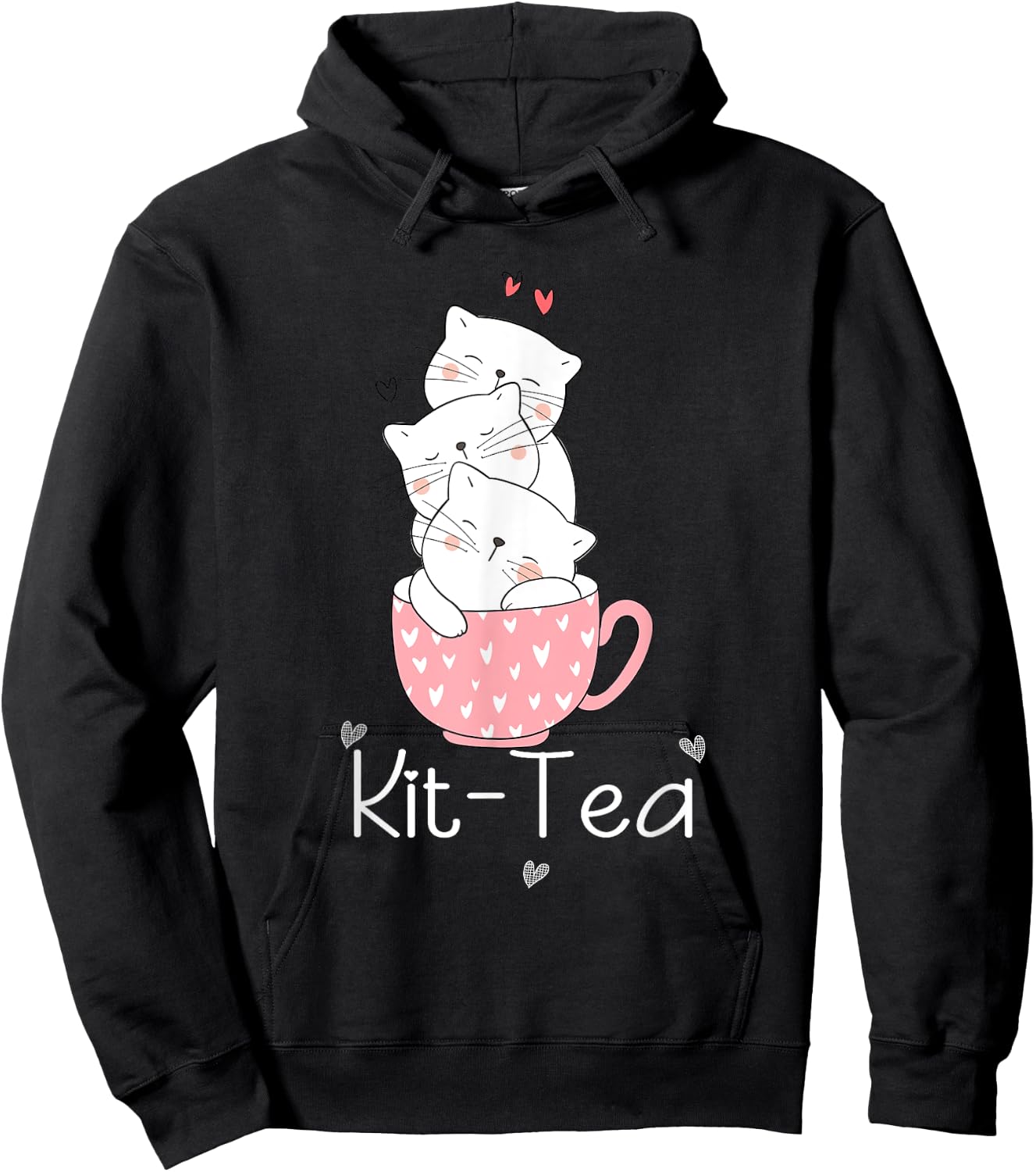 Kit Tea Gift Cat Lover Gift Funny Animal Love Cool Women Girls Kids Hoodie - Hoodie | Black