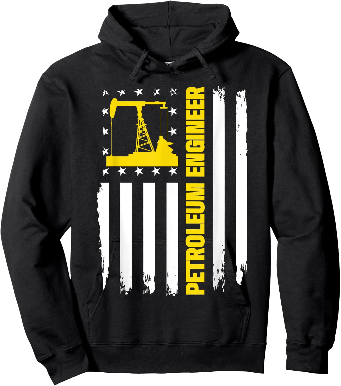 Petroleum Engineer US Flag Oil Rig Gas Oilfield Hoodie - Hoodie | Black
