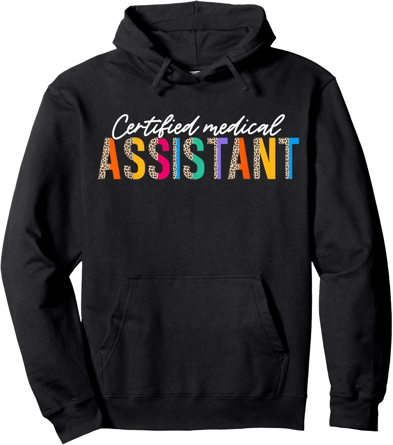 CMA Certified Medical Assistant Leopard Design Men Hoodie - Hoodie | Black