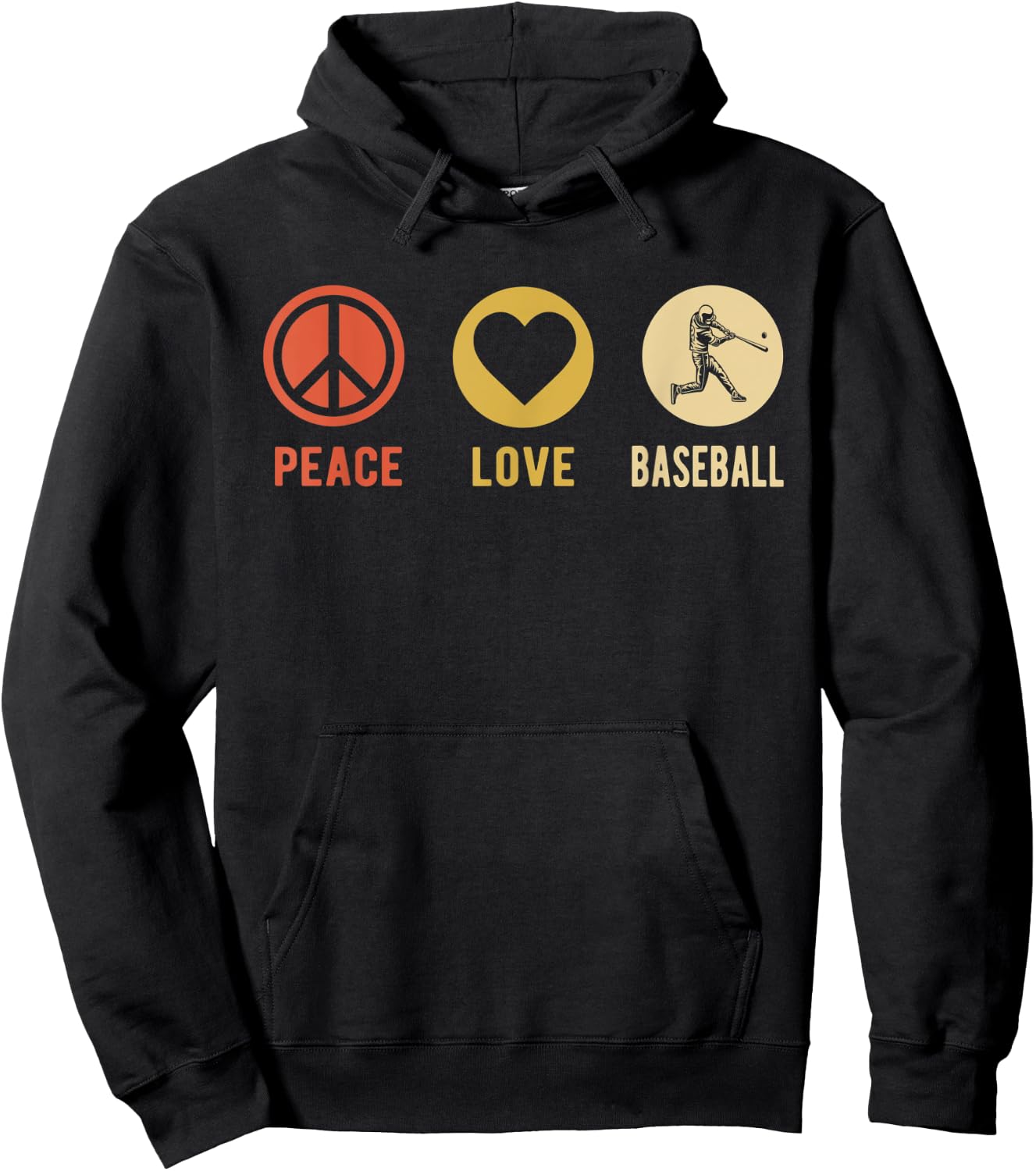Vintage Peace Love Baseball sports lover Player gifts Hoodie - Hoodie | Black
