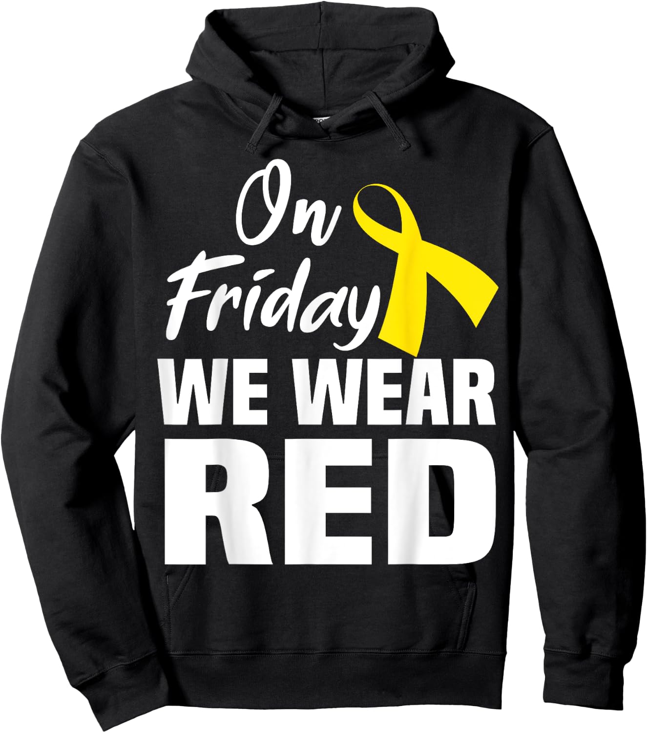 On Friday We Wear Red Support Deployed Sodier Yellow Ribbon Hoodie - Hoodie | Black