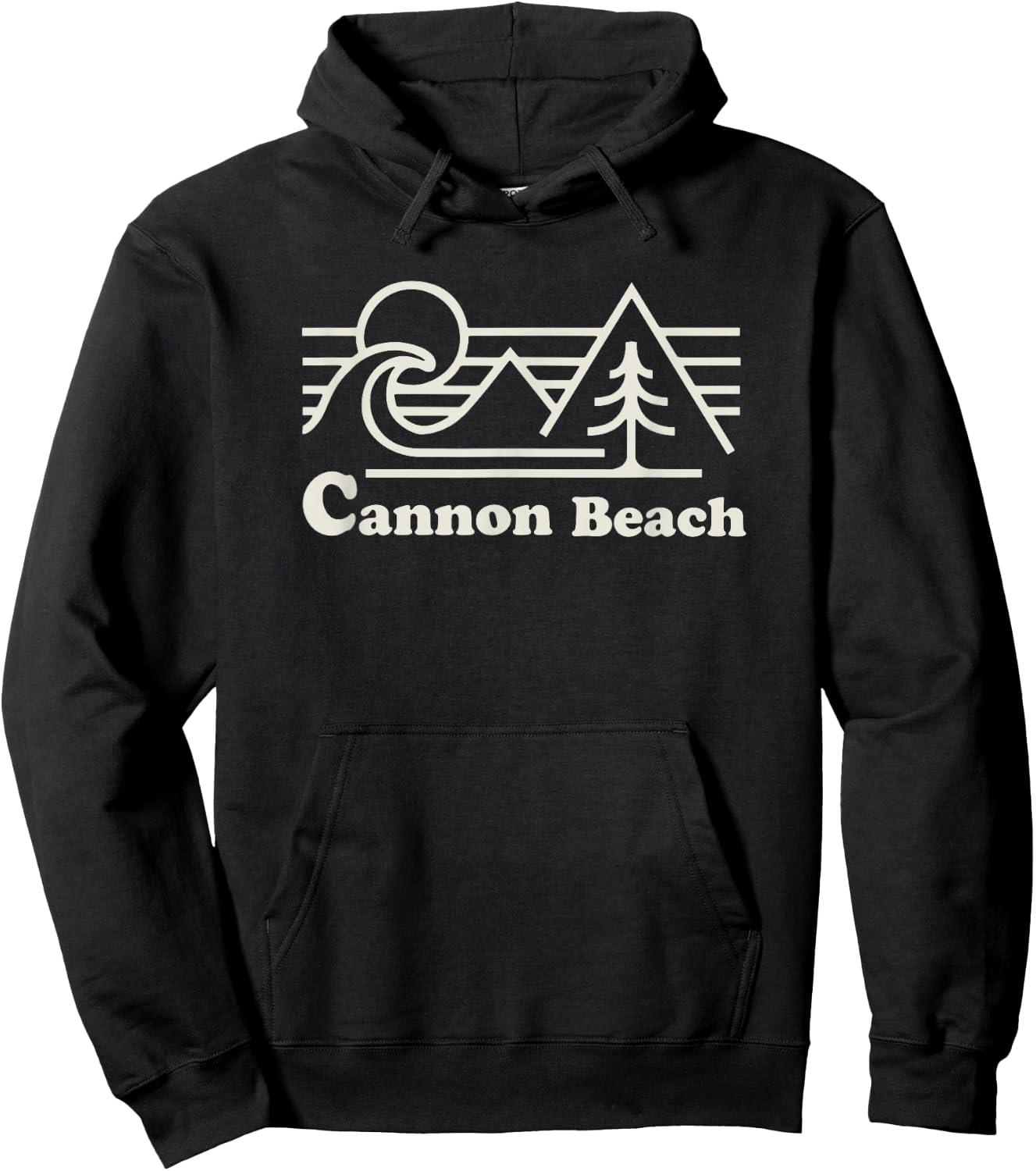Cannon Beach Oregon Coast Retro Vintage Surfing Sunset Hoodie - Hoodie | Black