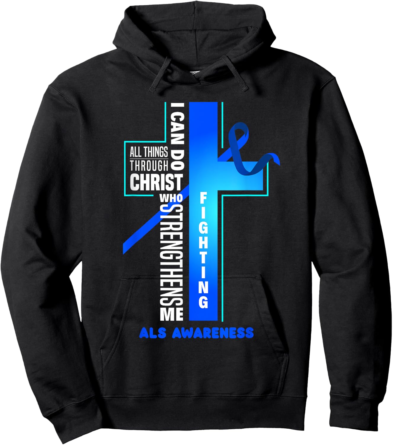 Faith God Jesus Christ ALS Warrior ALS Fighter ALS Awareness Hoodie - Hoodie | Black