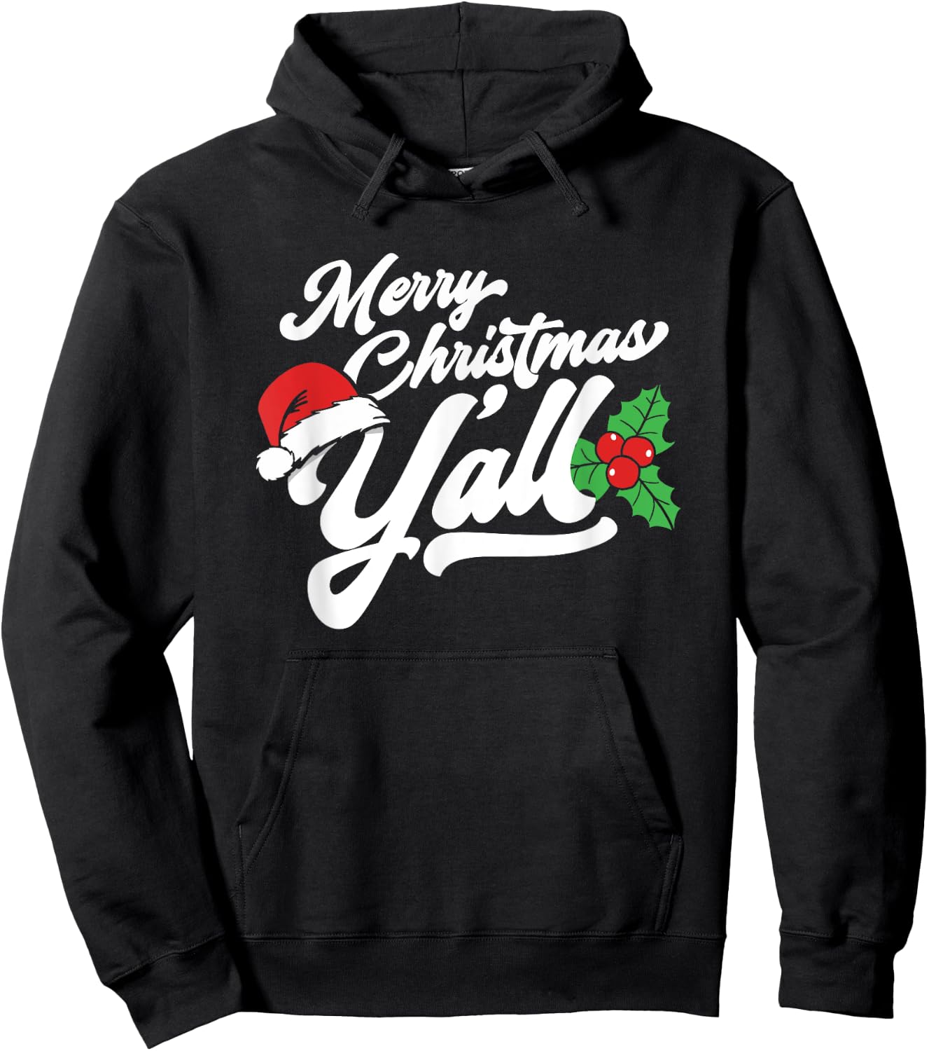 Merry Christmas, Y'all Funny Country Southern Holiday Hoodie - Hoodie | Black