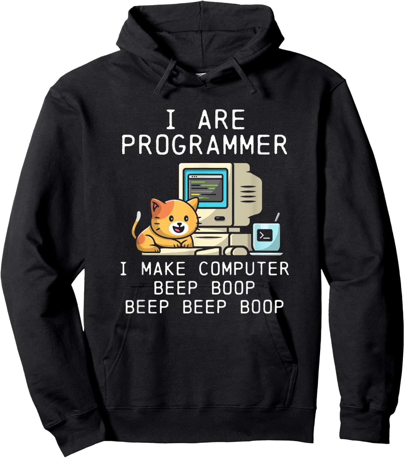 Programmer Cat Beep Boop Coding Women Hoodie - Hoodie | Black