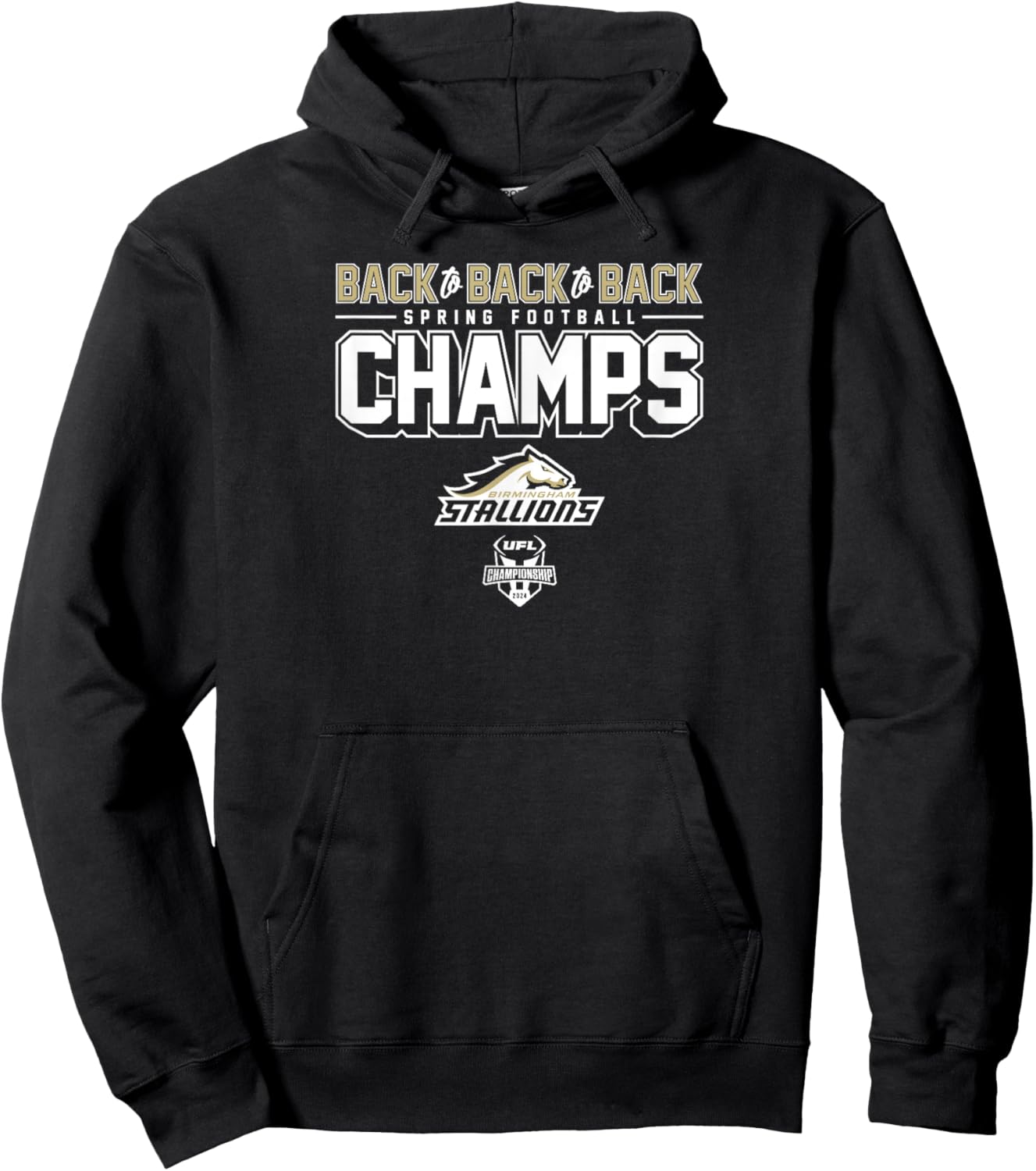 Birmingham Stallions - Back-to-Back-to-Back Spring Champs Hoodie - Hoodie | Black