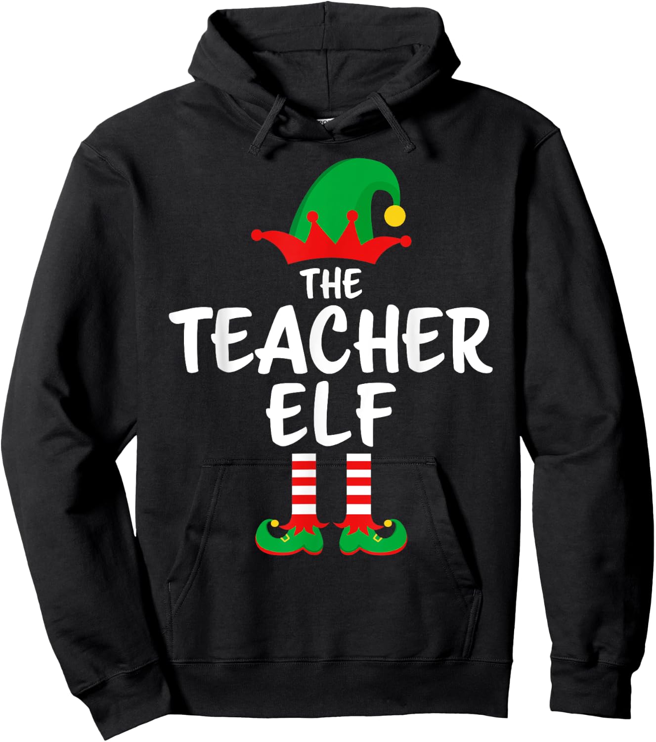 The Teacher Elf Matching Family Christmas Hoodie - Hoodie | Black