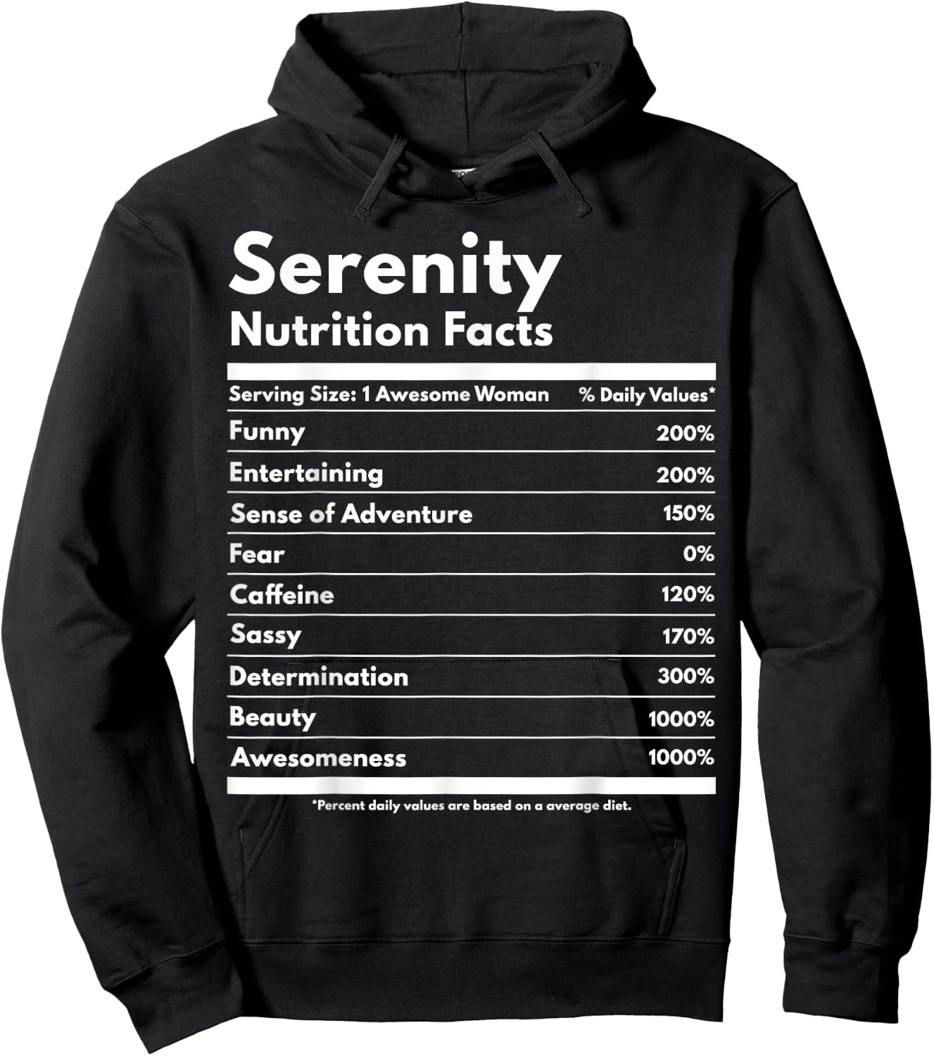 Serenity Nutrition Facts Funny Personalized Name Serenity Hoodie - Hoodie | Black
