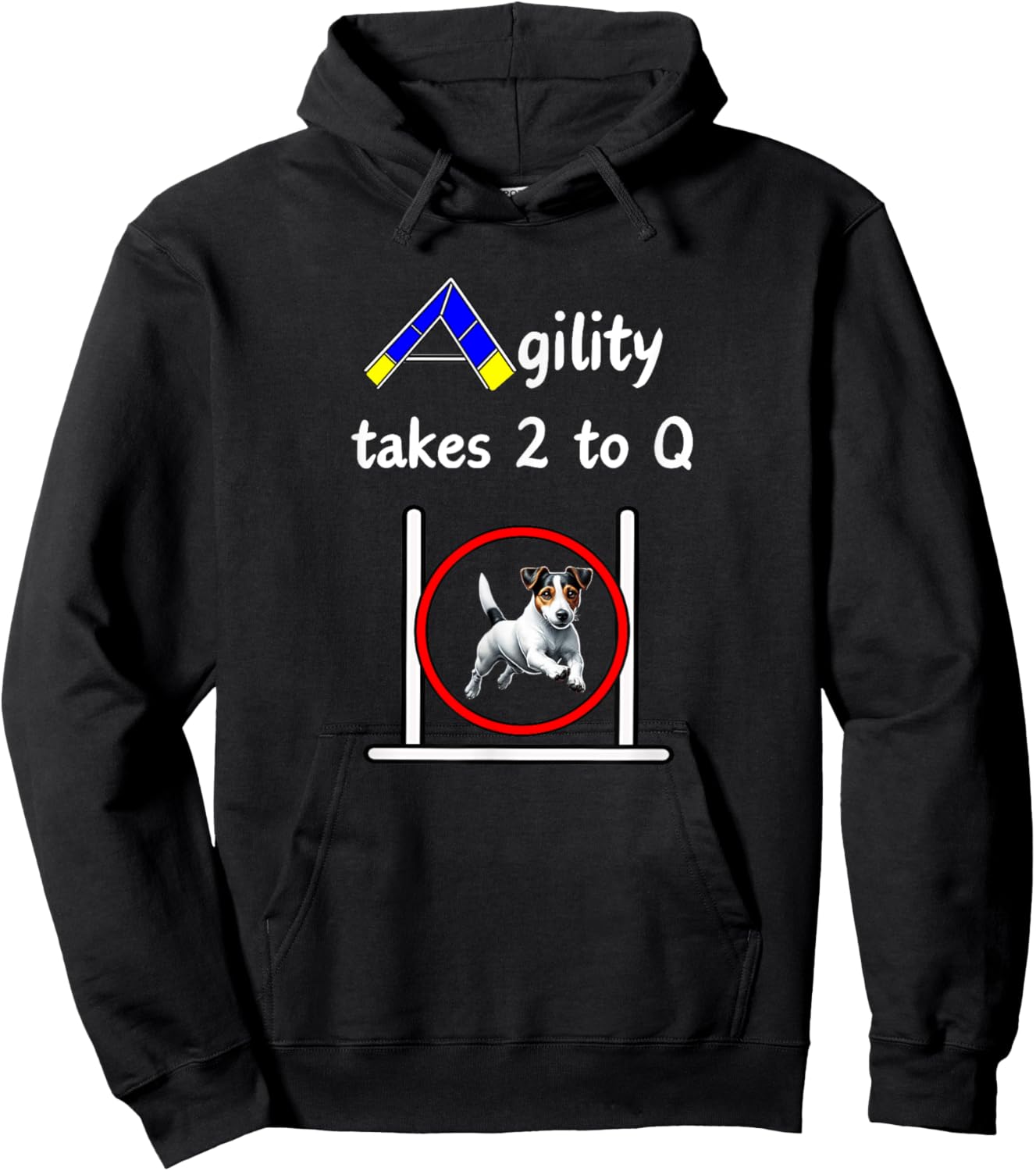 Dog Agility Shirt - takes 2 to Q with a cute Jack Russell Hoodie - Hoodie | Black