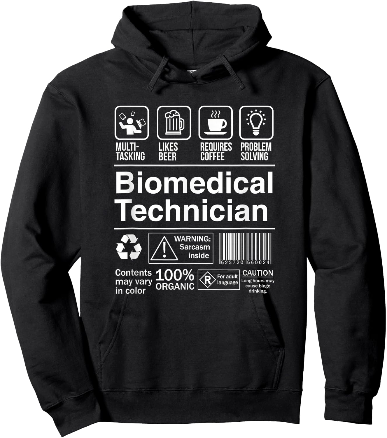 Biomedical Technician Funny Description Label Hoodie - Hoodie | Black