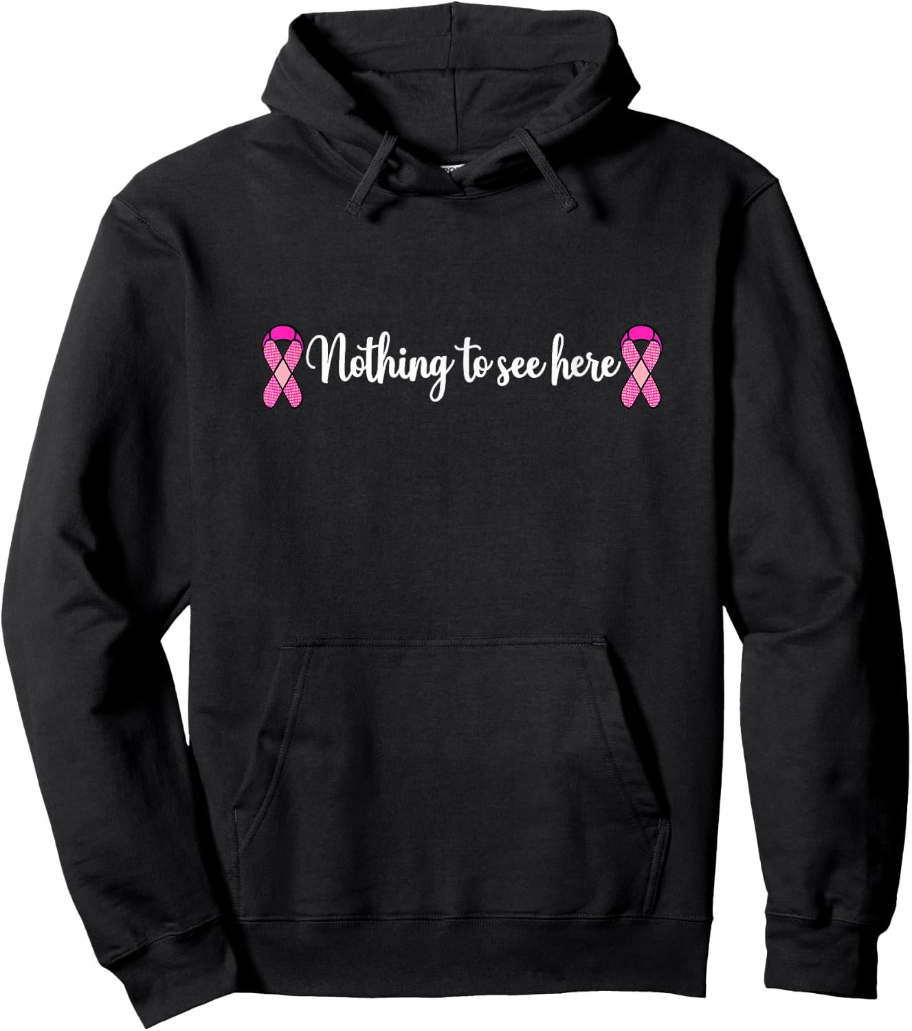 Funny Breast Cancer Mastectomy Nothing to See Here Hoodie - Hoodie | Black