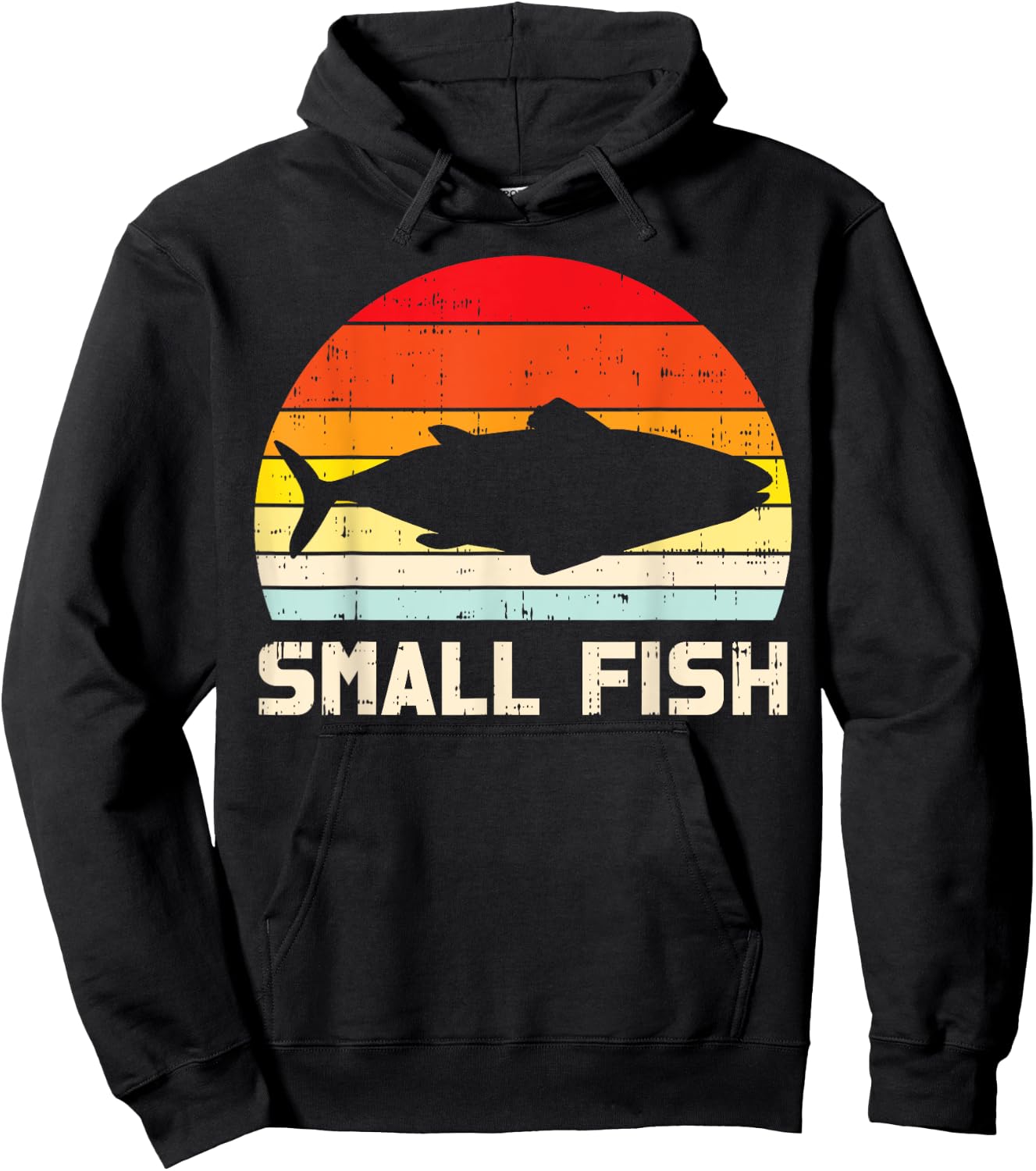 Small Fish Retro Bass Fishing Family Matching Son Boys Gift Hoodie - Hoodie | Black