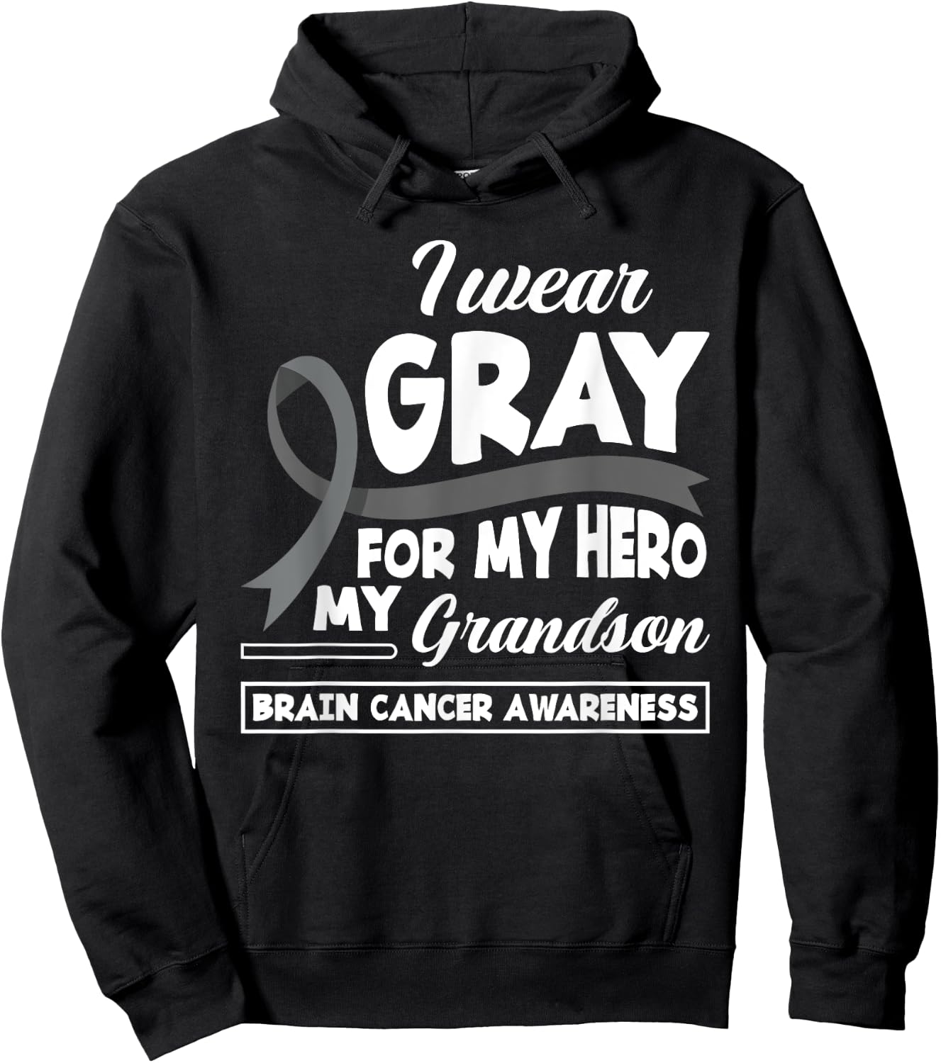 I Wear Gray For My Hero My Grandson Brain Cancer Awareness Hoodie - Hoodie | Black