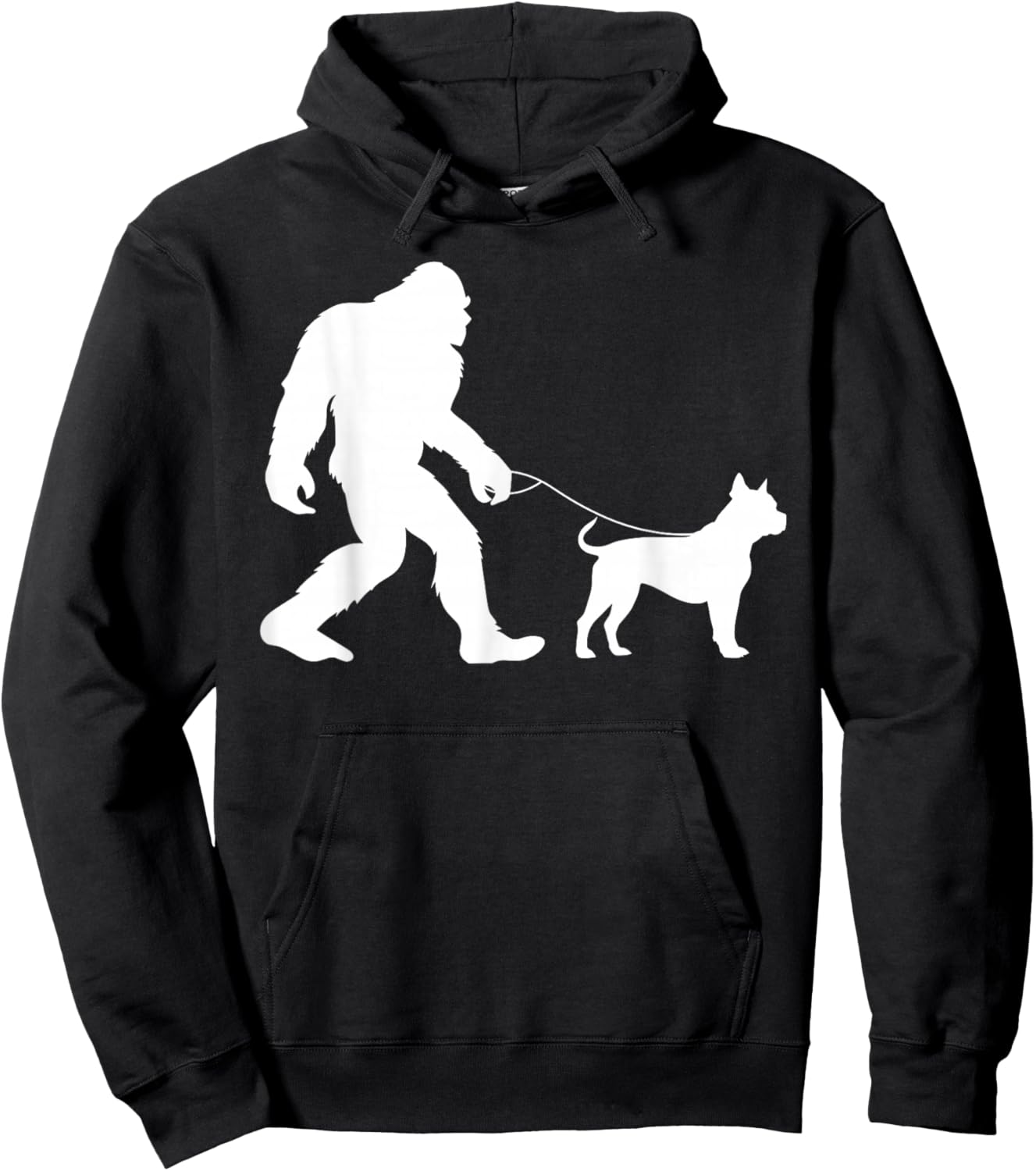 Fun Bigfoot Sasquatch Walking Pitbull Gag Gift Hoodie - Hoodie | Black