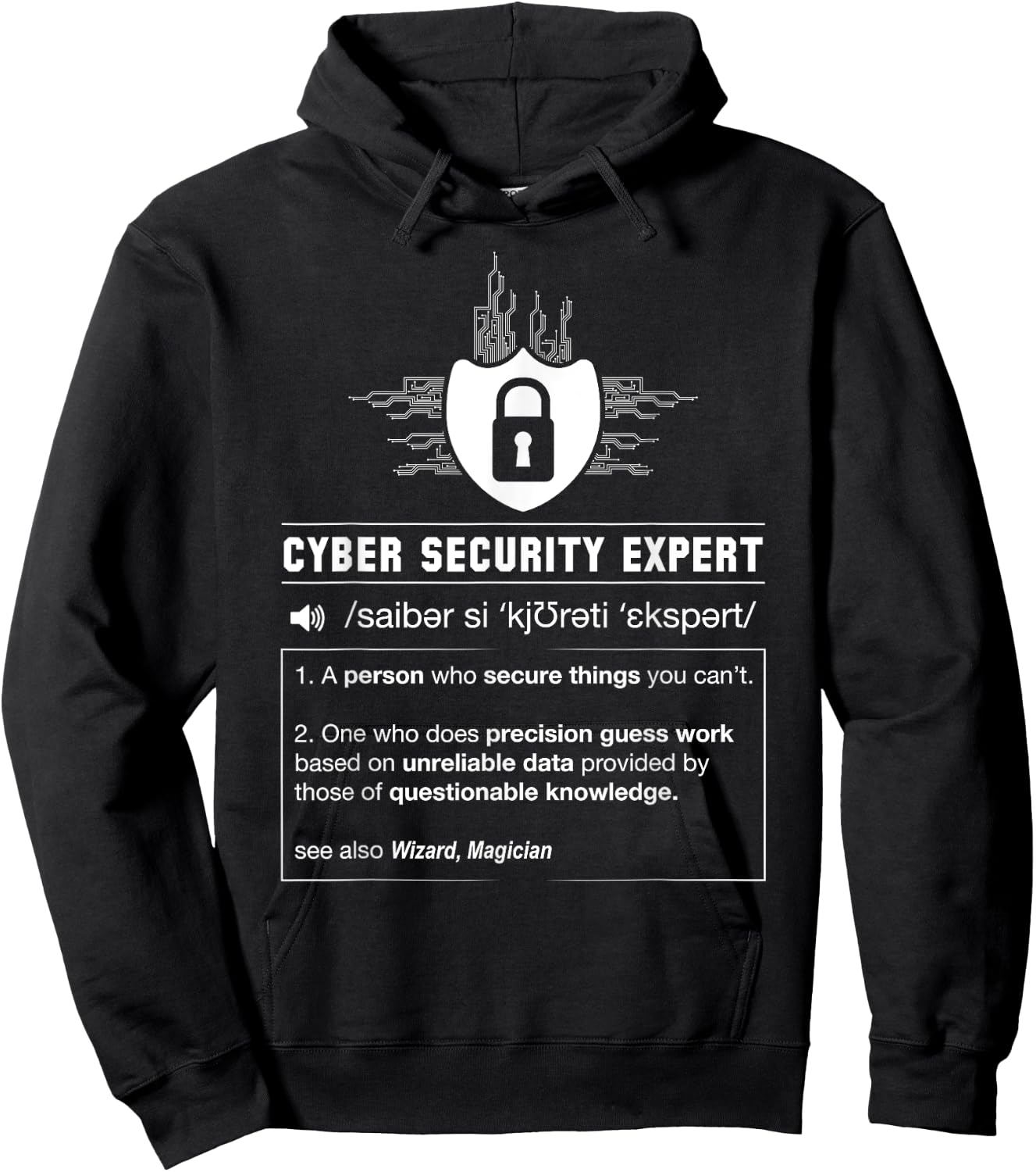 Funny Cyber Security Definition Programmer IT Nerd Hoodie - Hoodie | Black