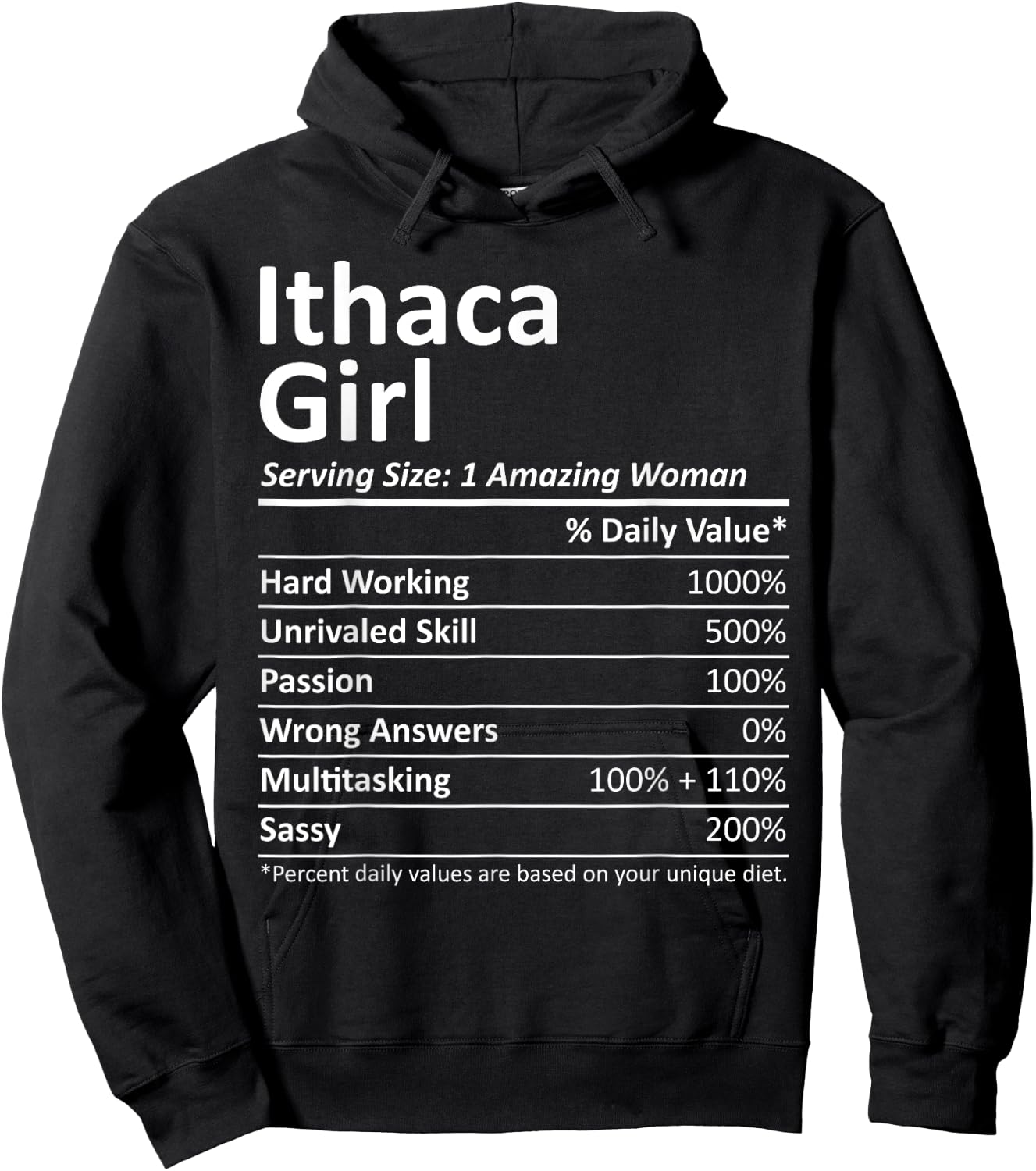 ITHACA GIRL NY NEW YORK Funny City Home Roots USA Gift Hoodie - Hoodie | Black