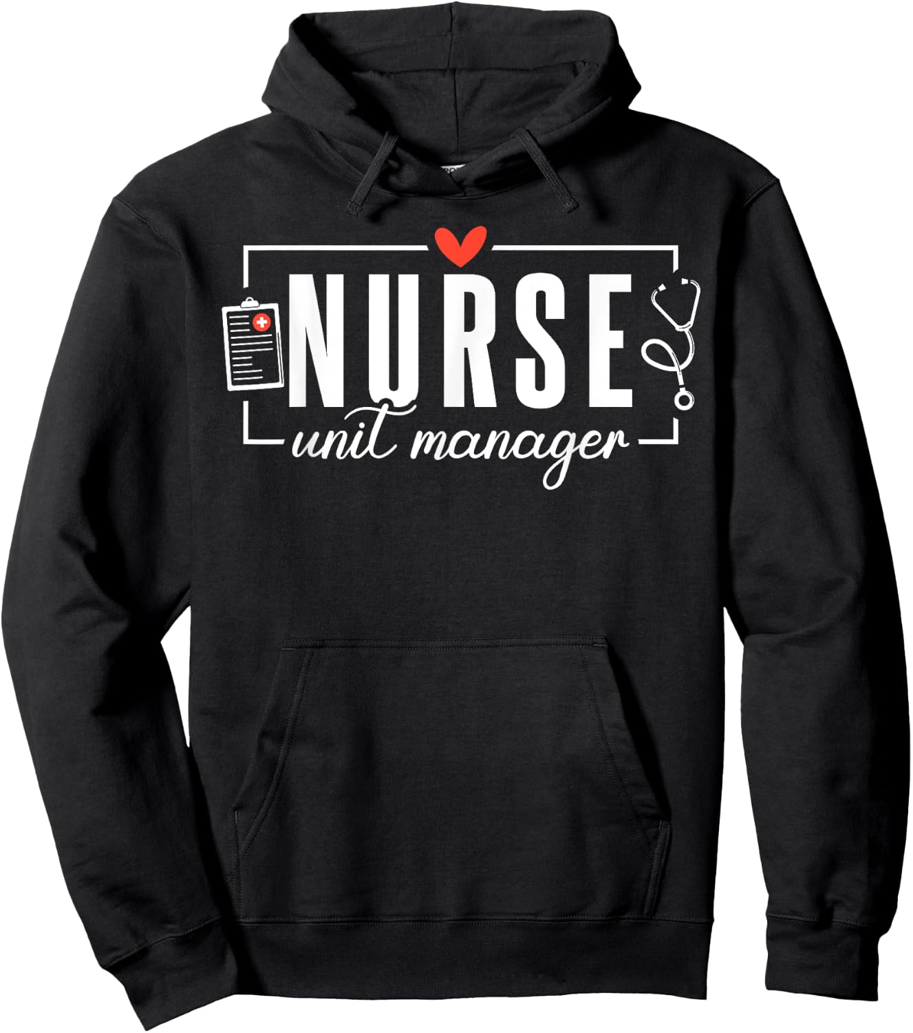 Cute Nurse Unit Manager Heart Stethoscope Hoodie - Hoodie | Black