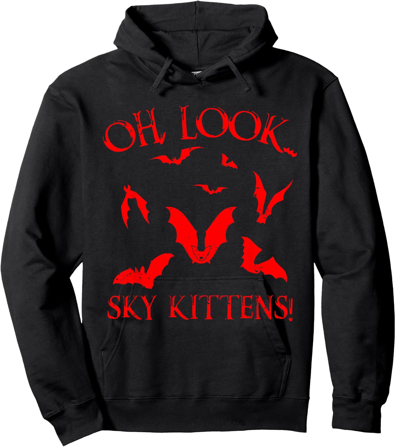 Funny Bat Lover Gift Women Cool Sky Kittens Horror Hoodie - Hoodie | Black